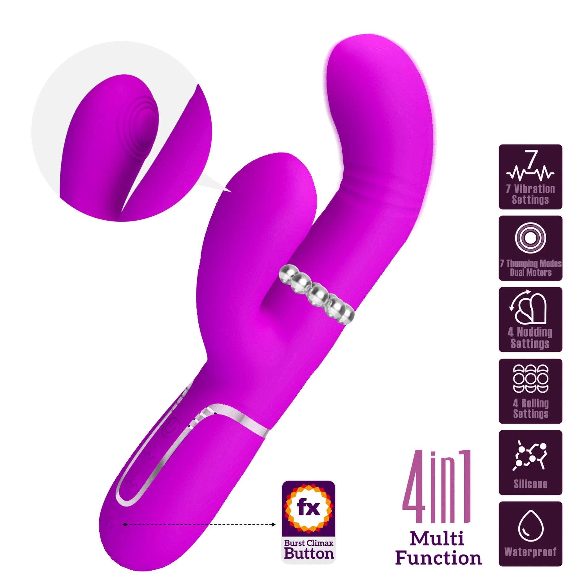 PRETTY LOVE - Mariana Purple, 7 fonctions de vibration 7 réglages de poussée, 4 fonctions de roulement, 4 fonctions de balancement