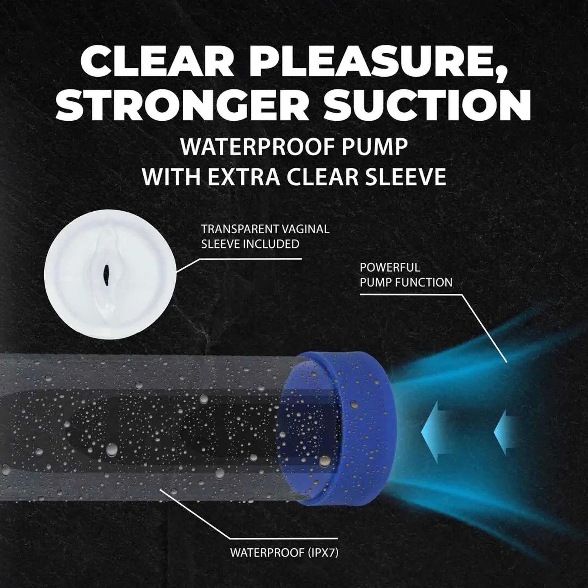 Engage - Pompe à pénis et masturbateur automatique étanche - Bleu Métallique
