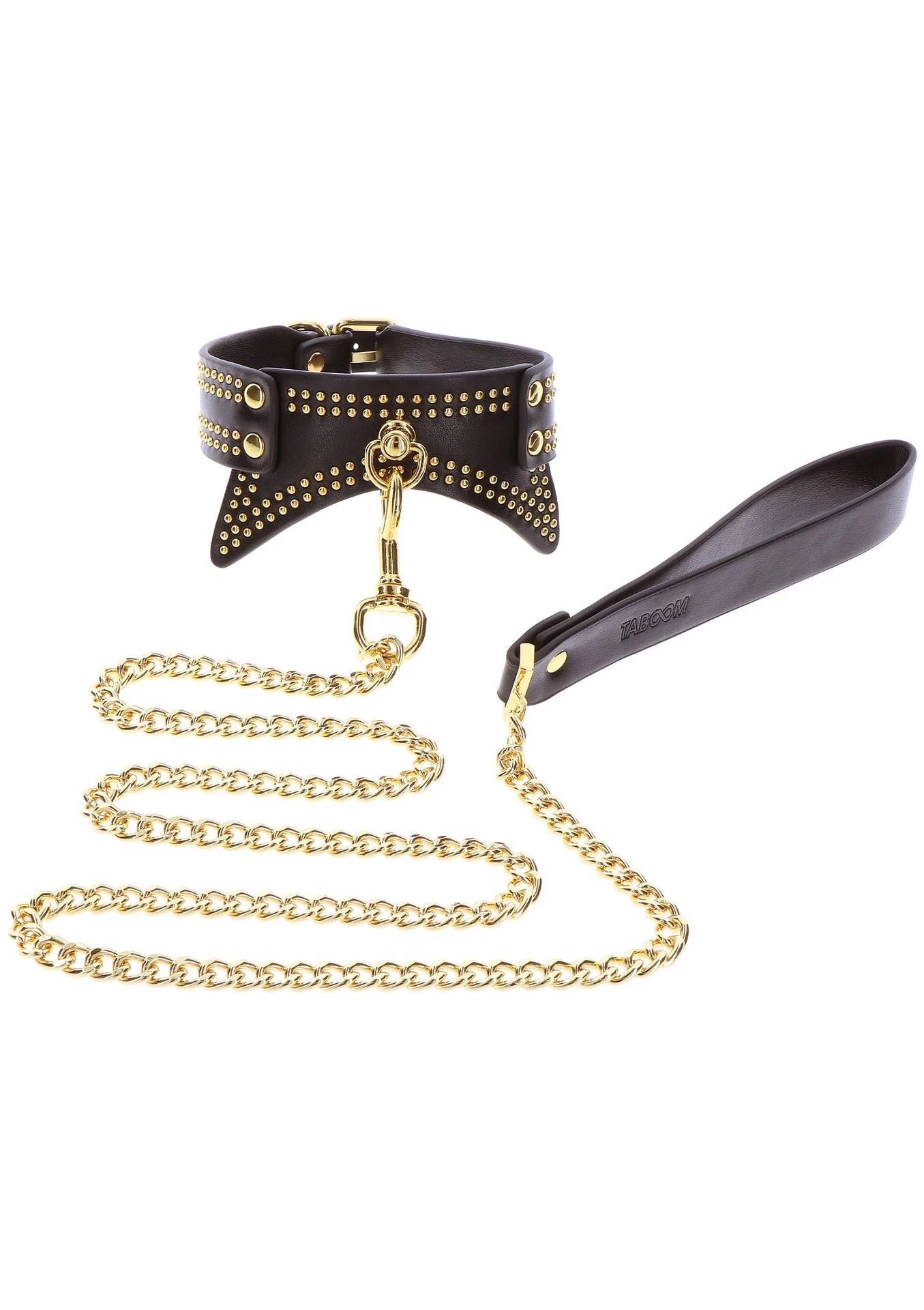 Collier et laisse cloutés noirs