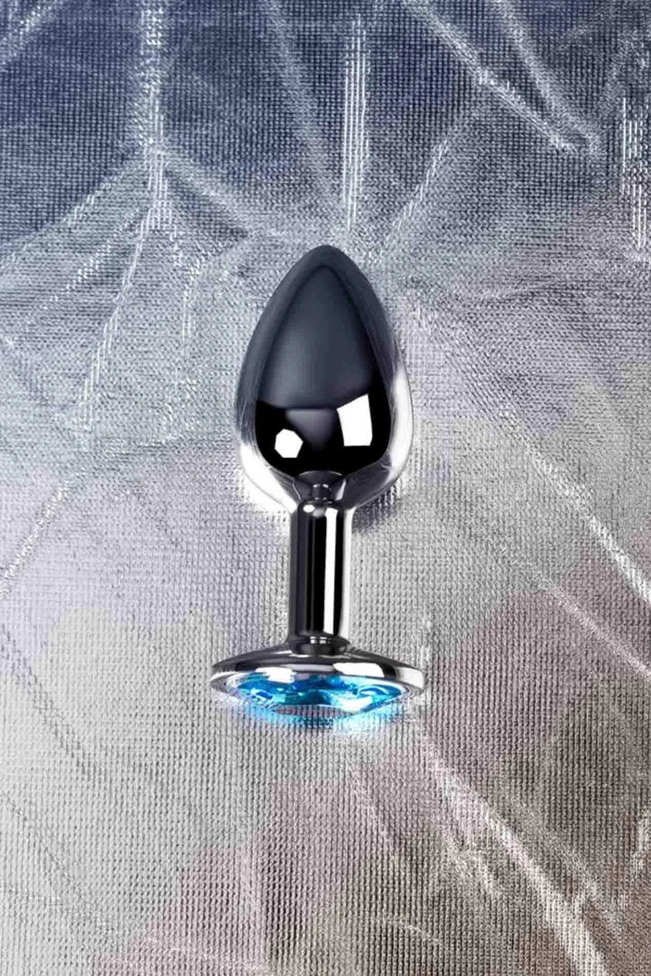TOYFA Metal silver anal plug, with a Topaz colored gem