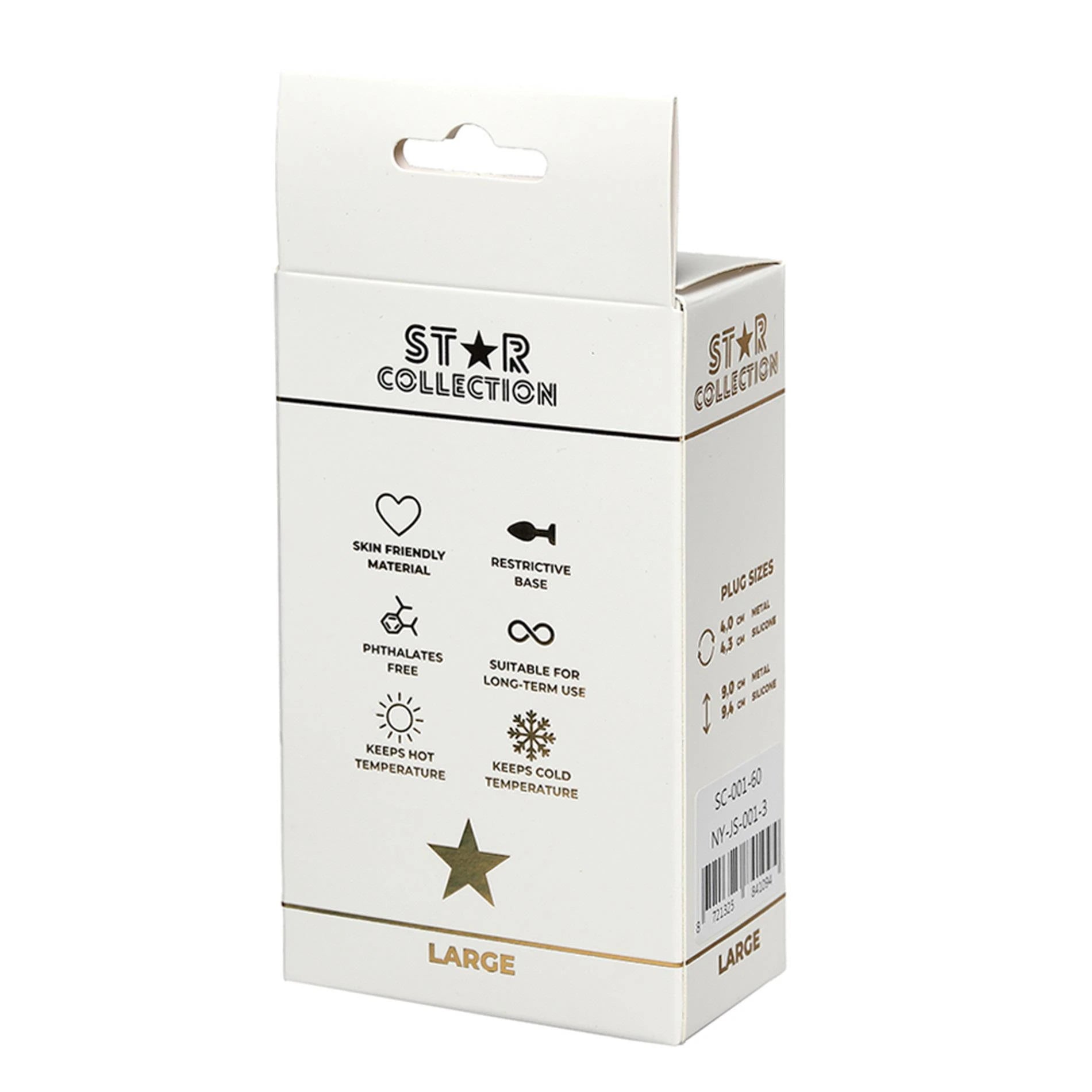 Star Collection - Plug Anal Métal Argenté L - Pierre Rose Clair