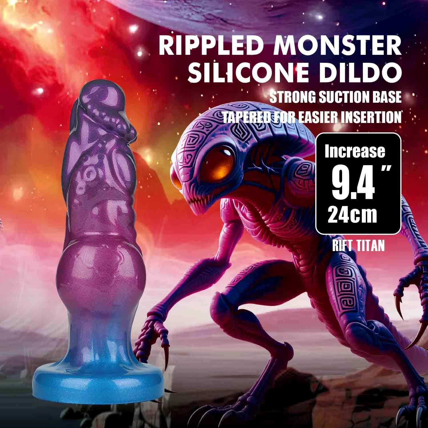 Monstre de puissance Rift Titan – Godemichet en silicone Monstre ondulé de 24 cm