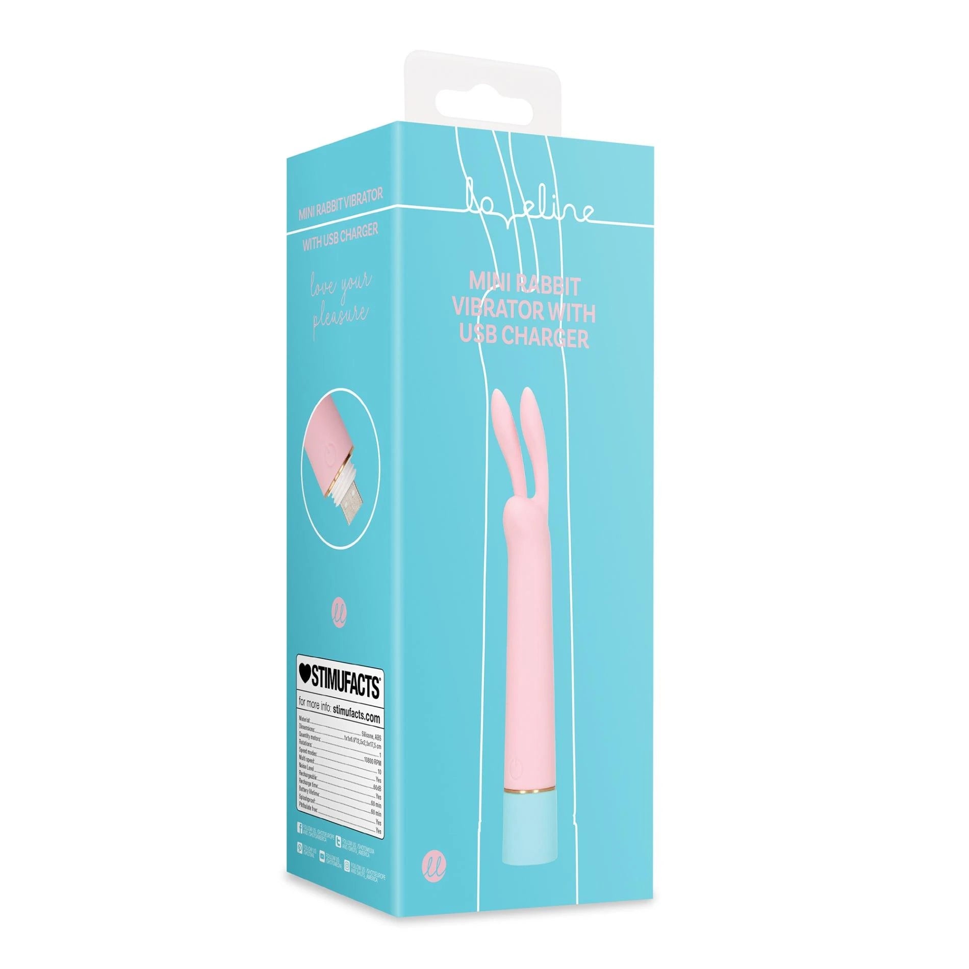Mini Rabbit Vibrator with USB Charger - Cherry Chiffon