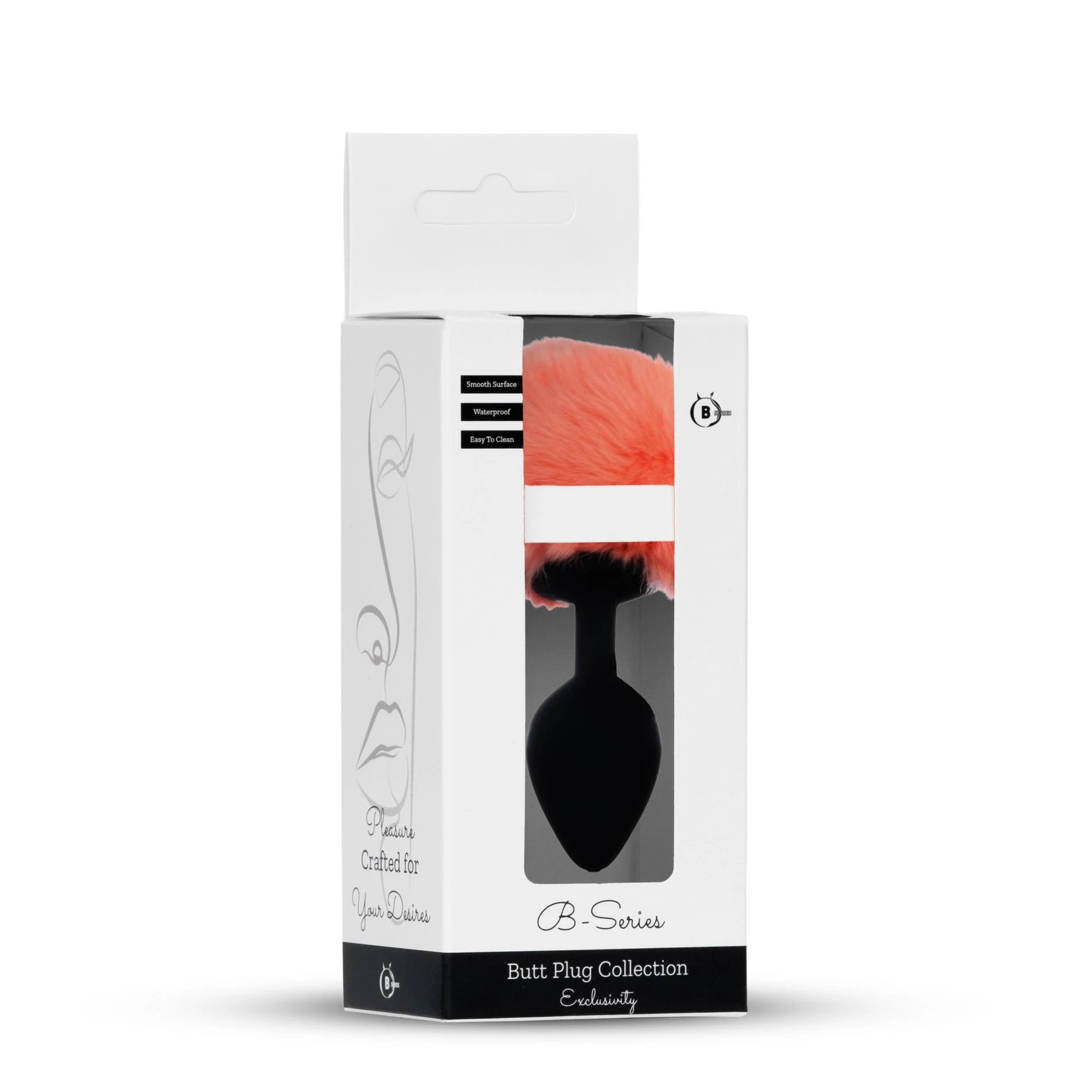 Plug-Bijou Silicon PLUG - Queue de lapin - Noir-Pêche