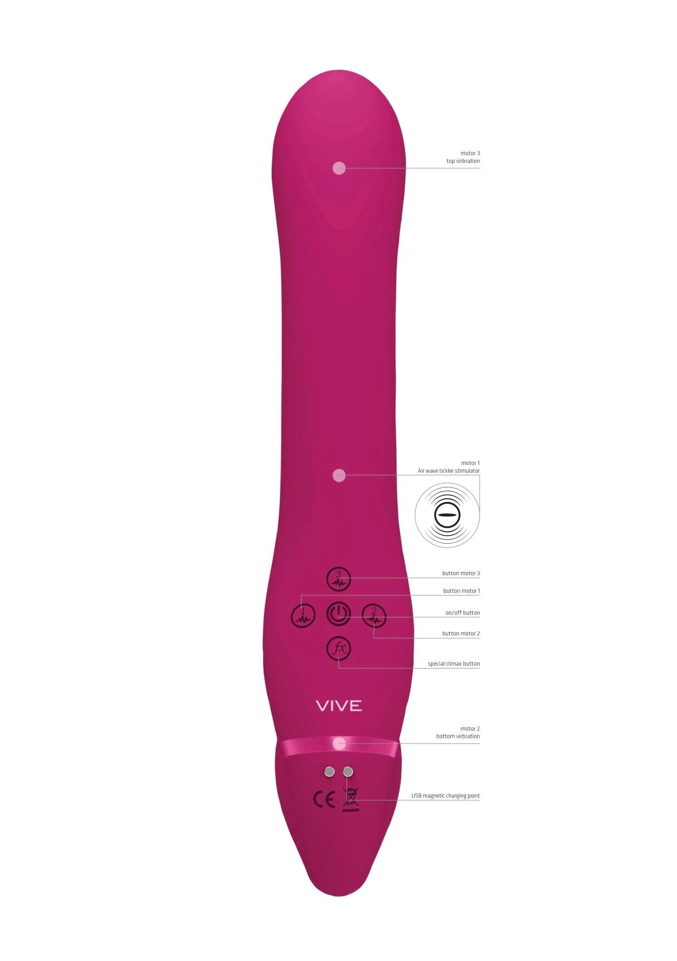Ai - Vibromasseur double et à ondes d'air sans bretelles