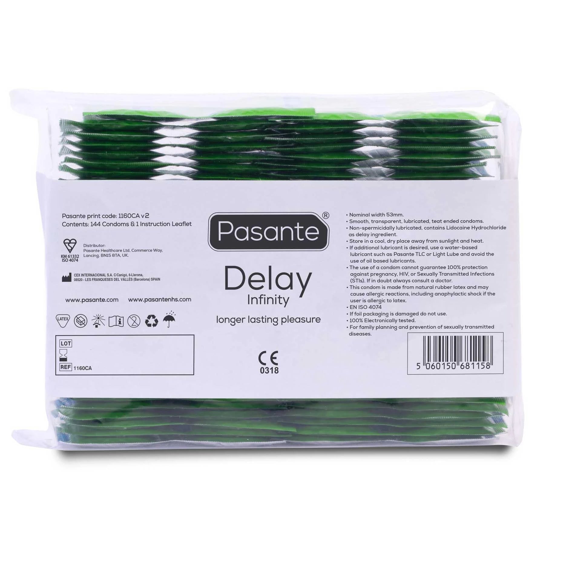 Pasante Delay/Infinity Préservatifs - Lots en vrac de 144 unités