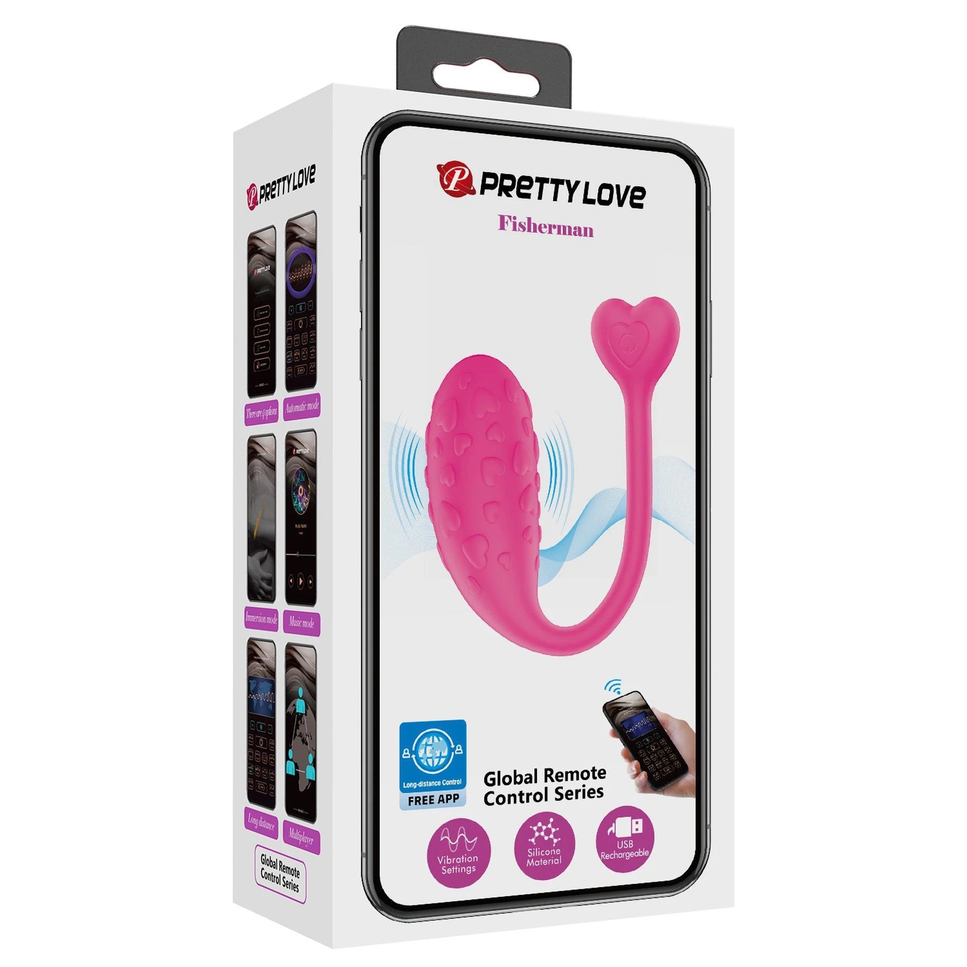 PRETTY LOVE - Fisherman Pink, 12 fonctions de vibration télécommande via application mobile