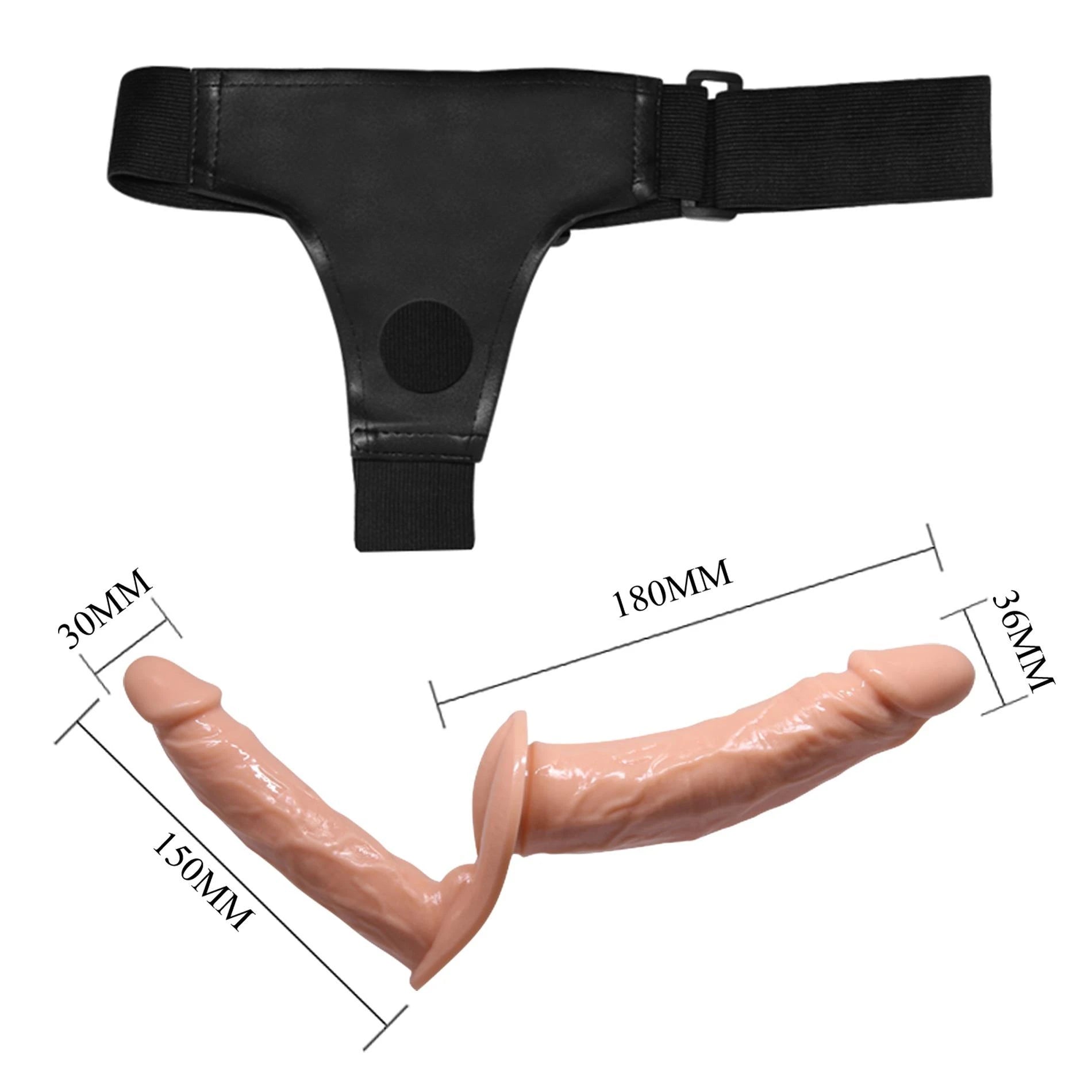 BAILE - DOUBLE GODEMICHETS À SANGLE, 18 cm + 15 cm