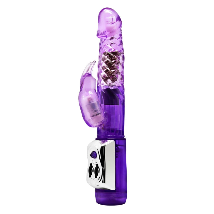Vibrating and Rotating with Pearls, Multi-speed, Purple