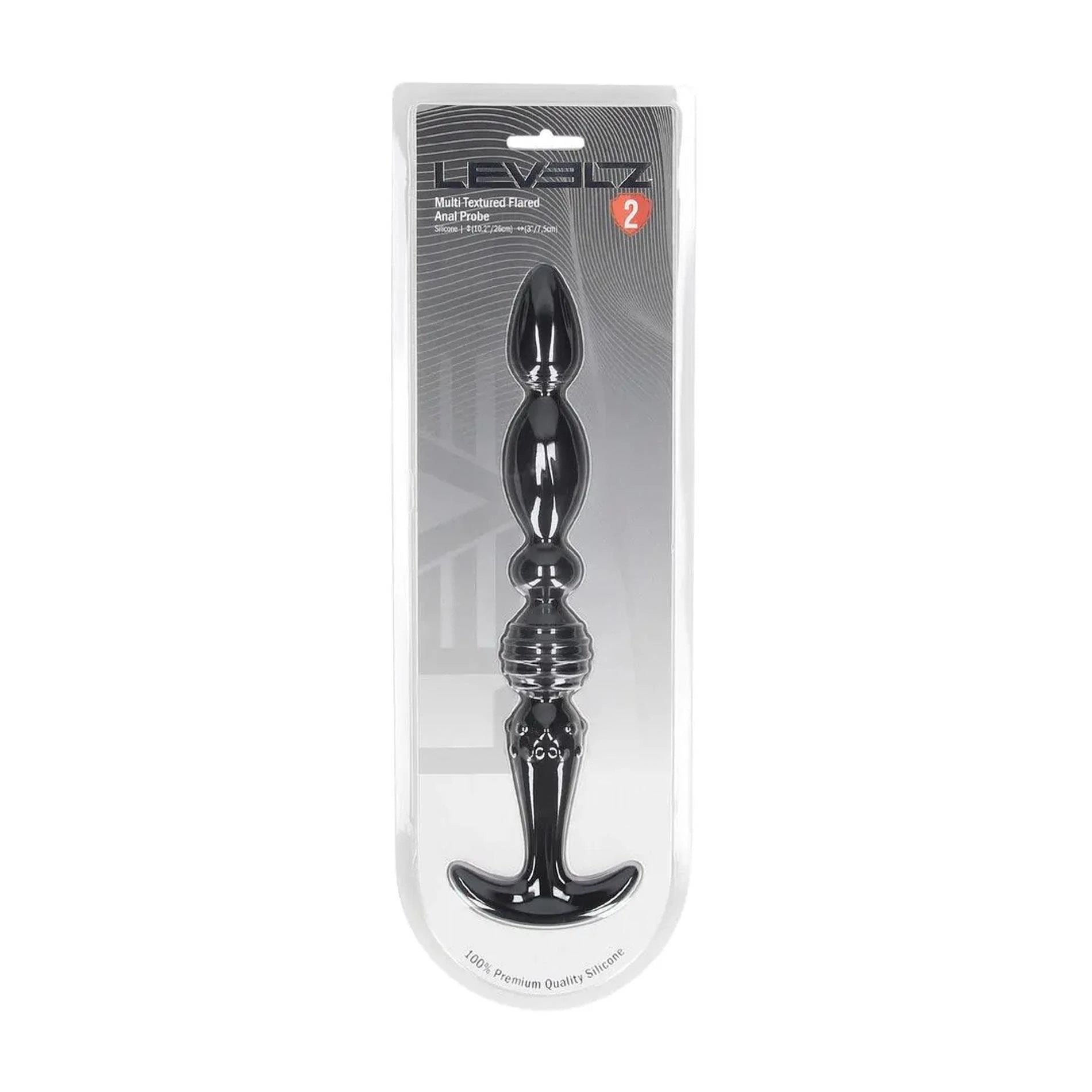 Multi Textured Silicone Flared Anal Probe - Black