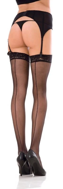 TOP EN DENTELLE CUISSARDES TRANSPARENTES AVEC COUTURE ARRIÈRE
