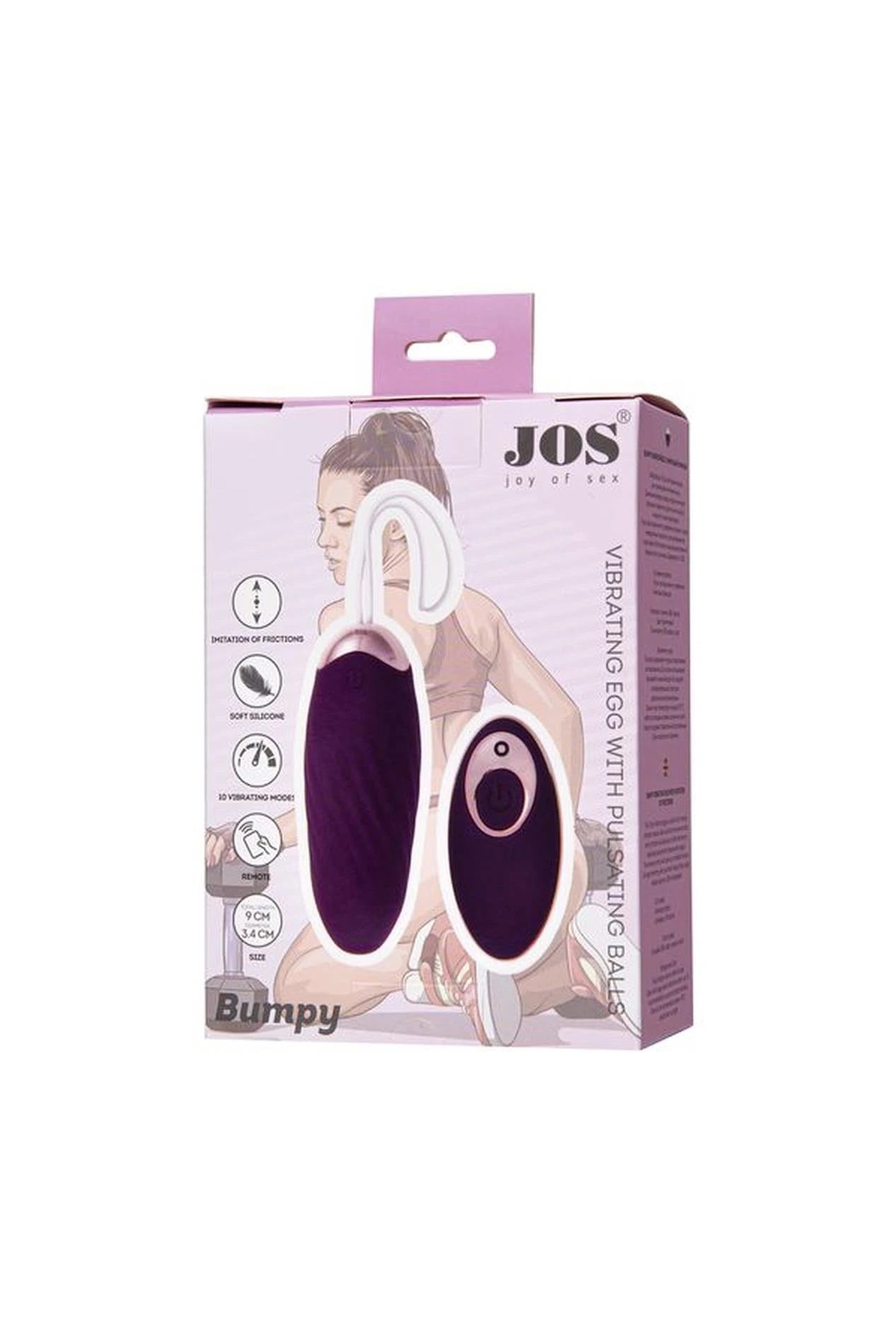 JOS Vibrating Egg with Friction Simulation  Bumpy, Silicone, Violet, 9 cm