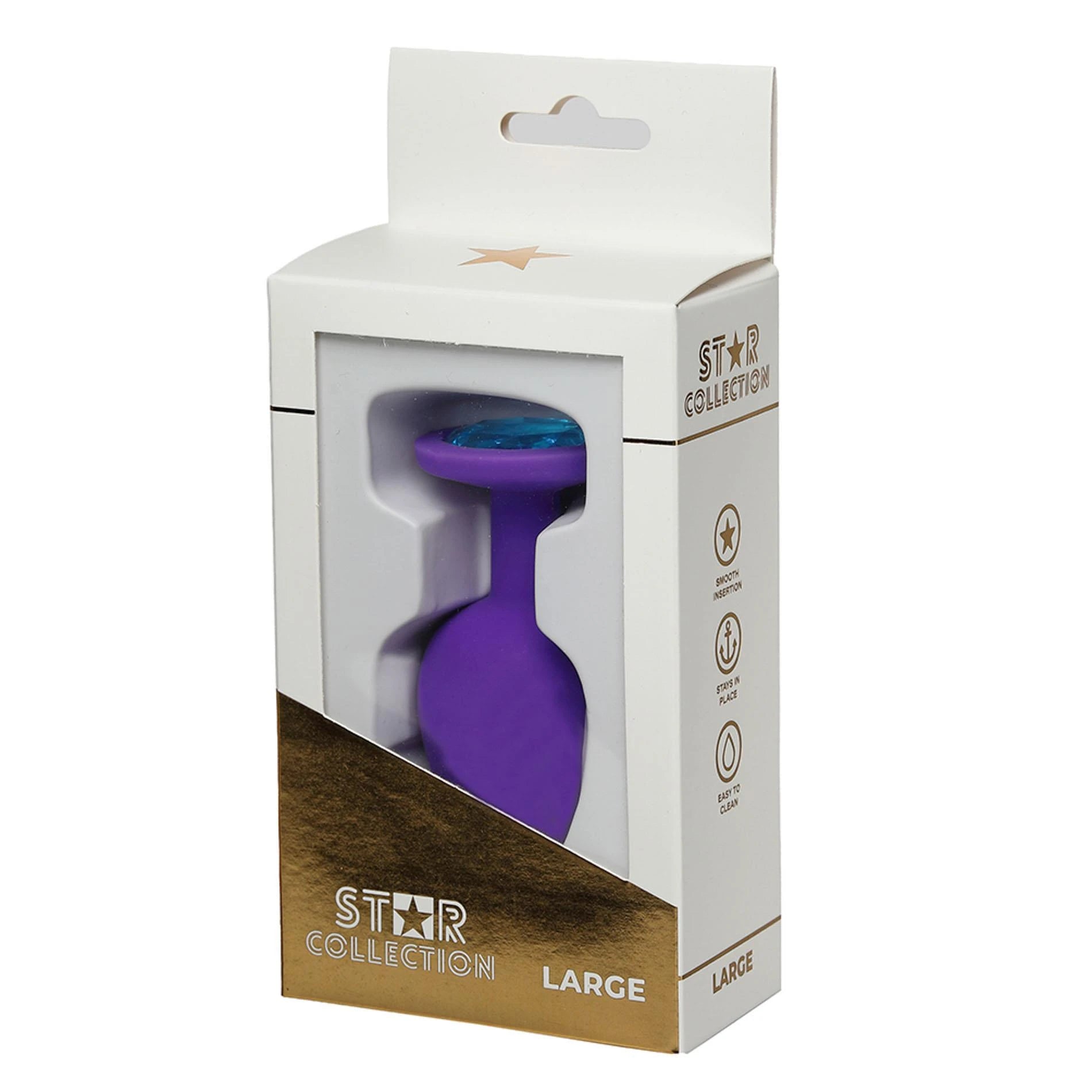 Star Collection - Plug anal en silicone violet L - Pierre bleue claire