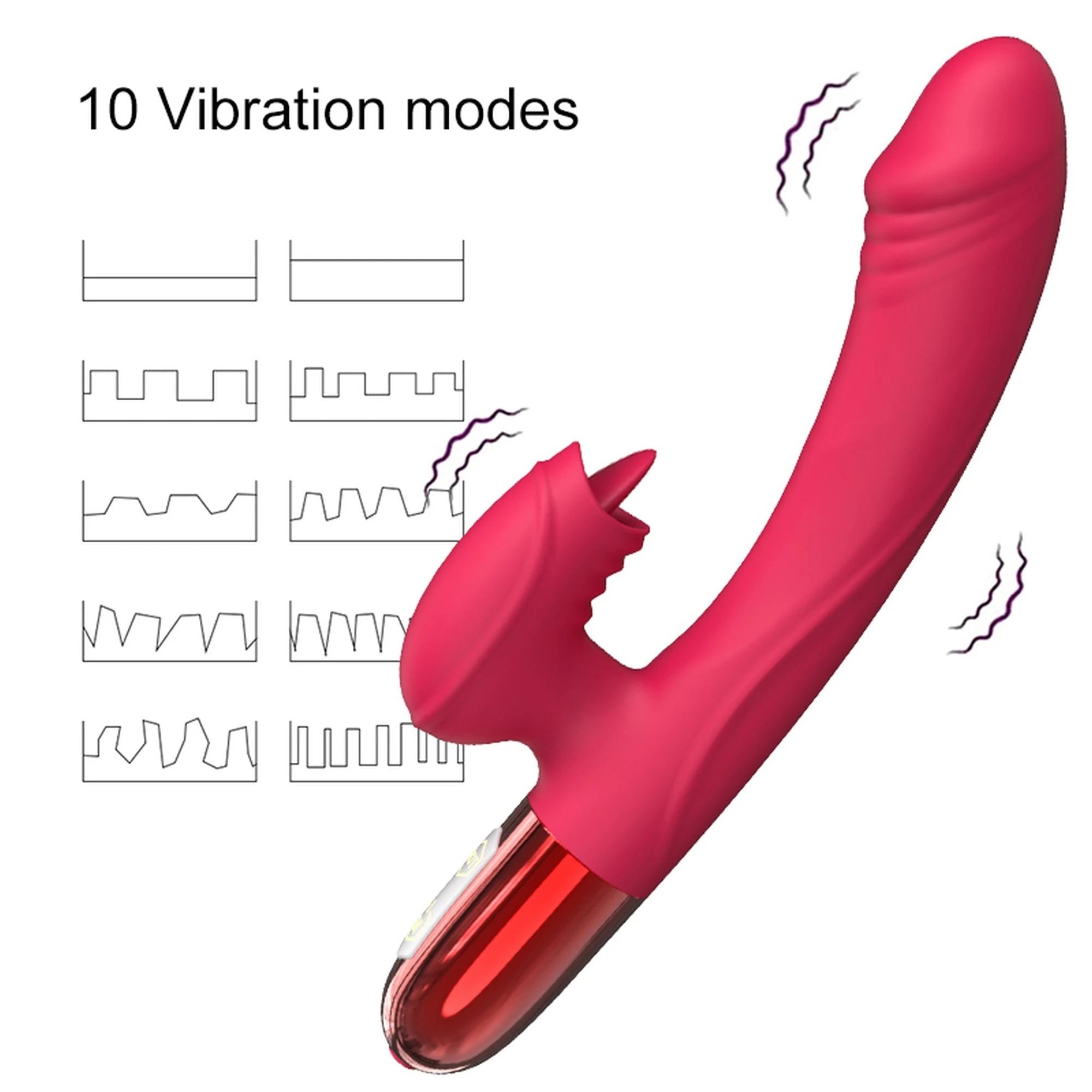 Vibromasseur - Vibromasseur en silicone USB, 10 modes de vibration, Chauffant