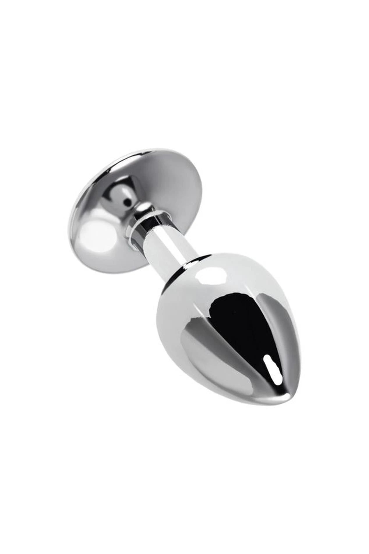 Butt plug en métal de TOYFA, métal, argenté avec rose rouge, 8 cm, Ø 2,7 cm, 48 g