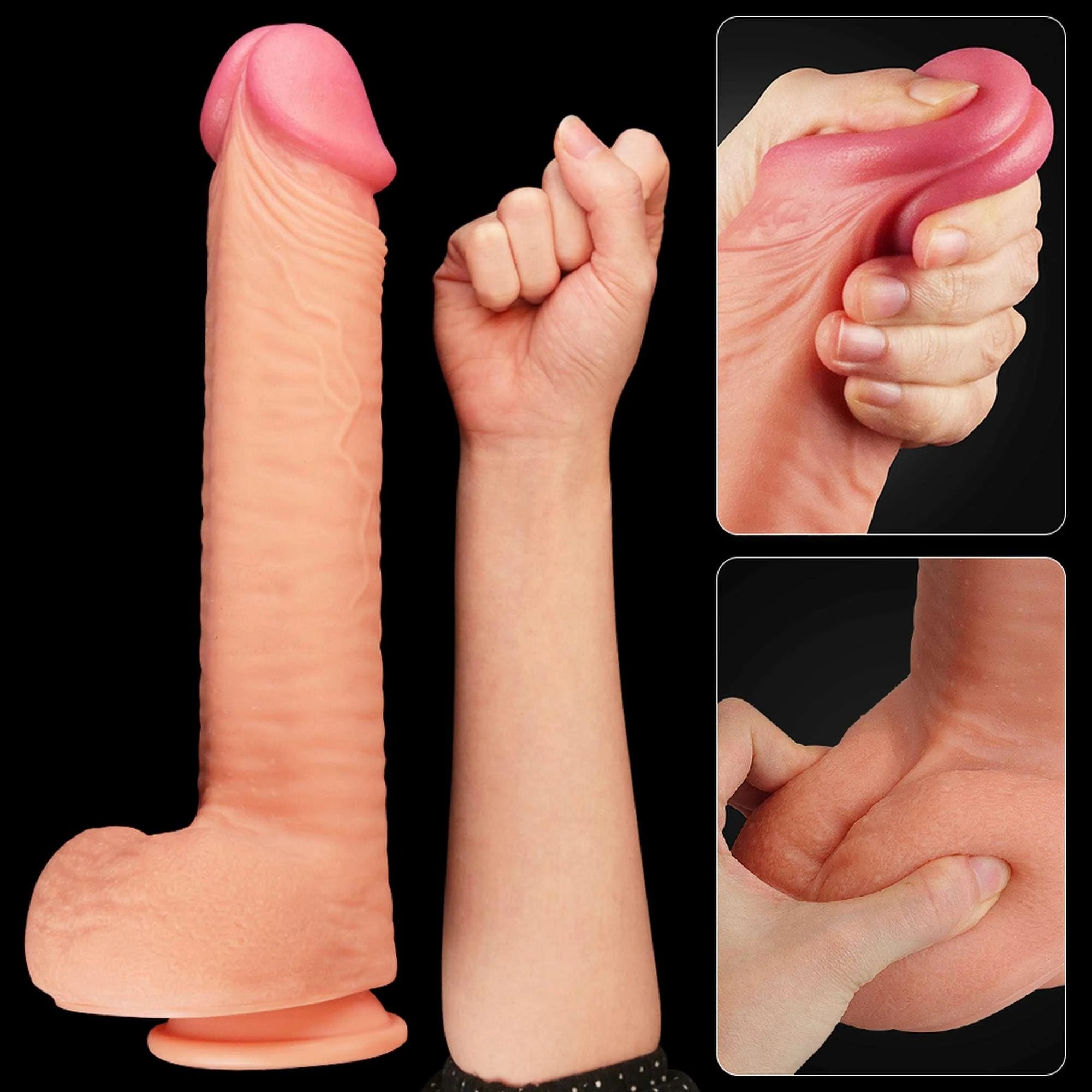 12″ Dual Layered Platinum Silicone Cock