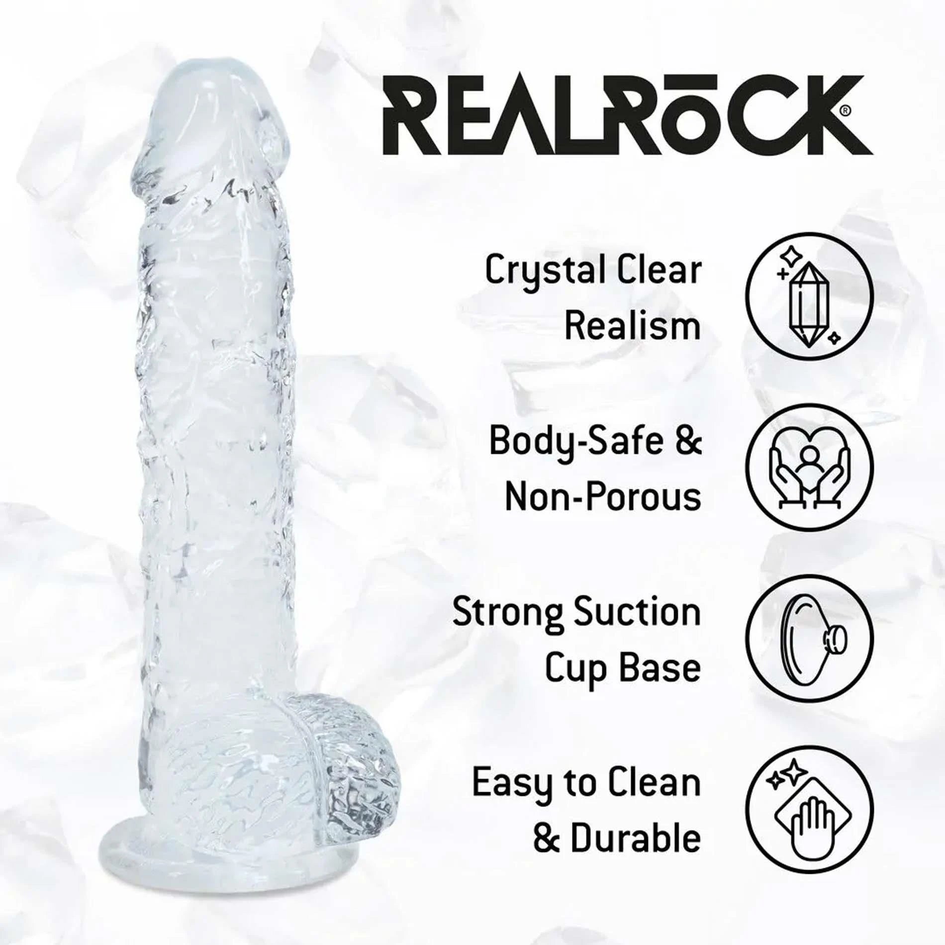 Gode réaliste avec testicules - 5" / 12,7 cm - Transparent