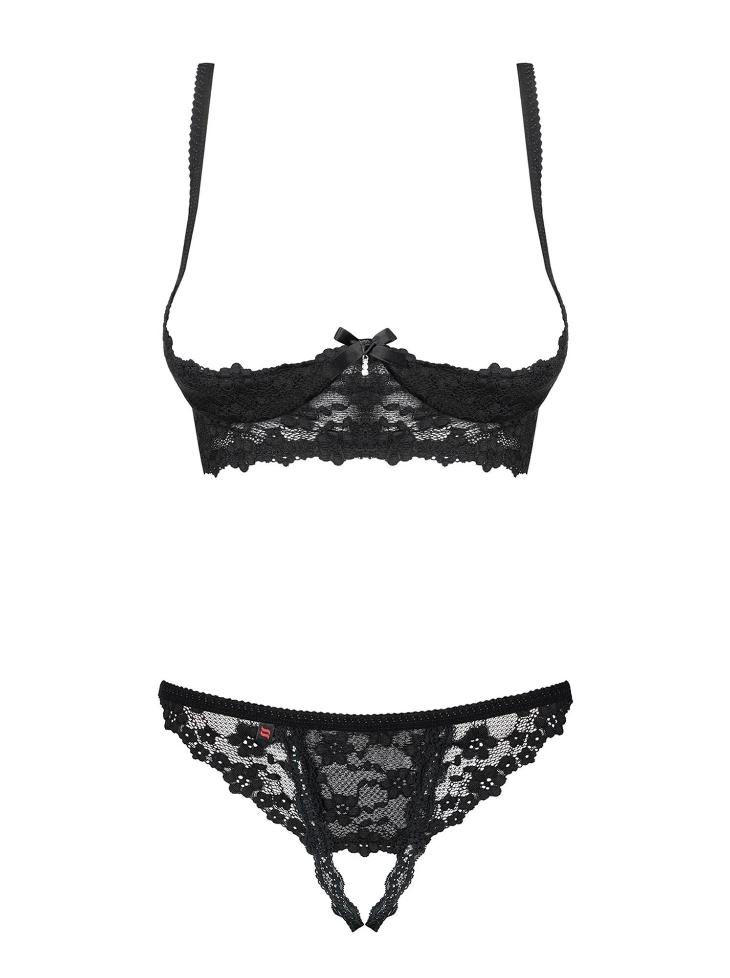 Lingerie-Letica 2-piece open set black L/XL