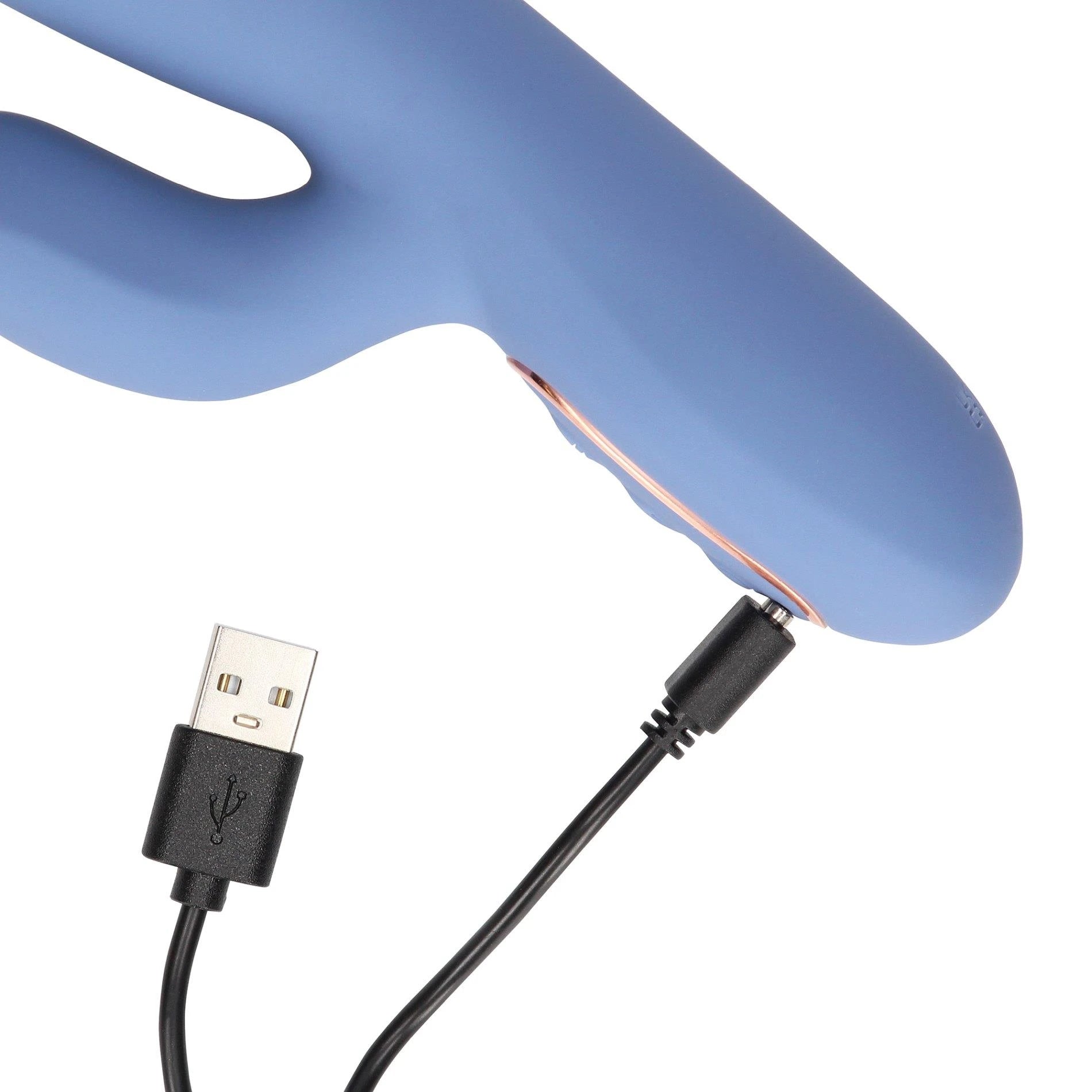 Warming Rotating Beads and Thrusting Rabbit Vibrator - Blue Nova