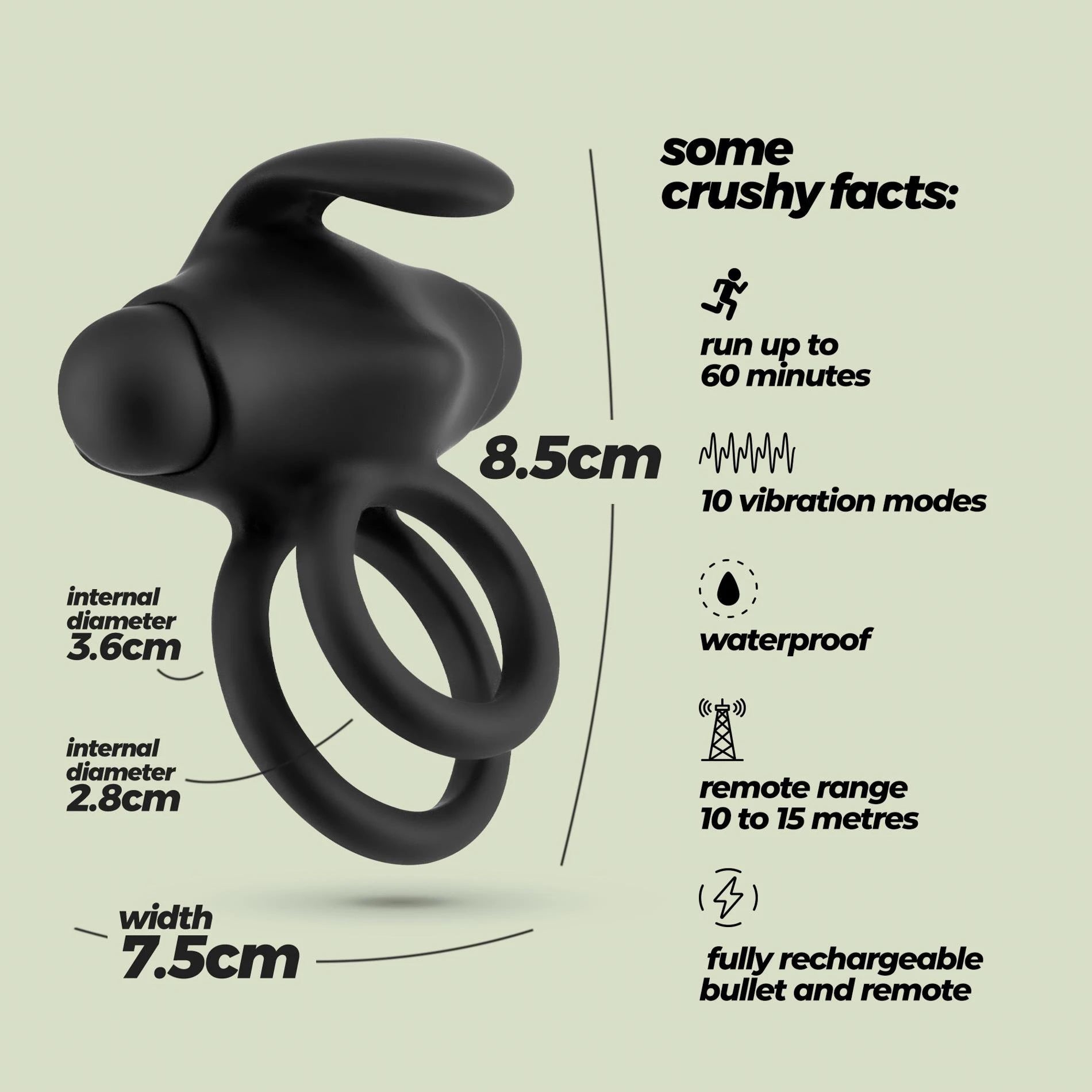 Thumper - Vibrating Double Cockring with Remote Control - Black