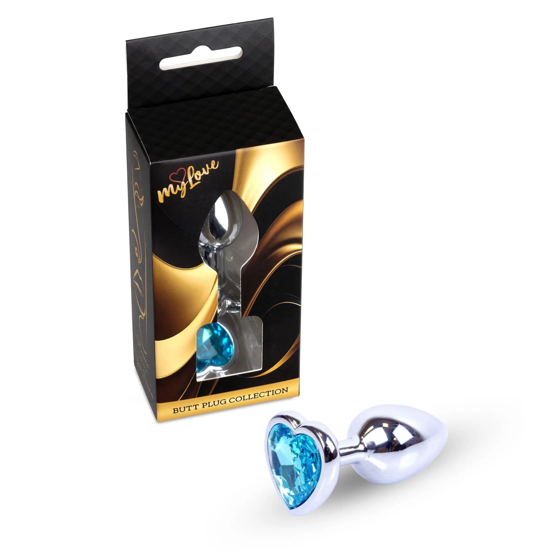 MyLove Toys - Jewellery Silver Heart PLUG- Light Blue