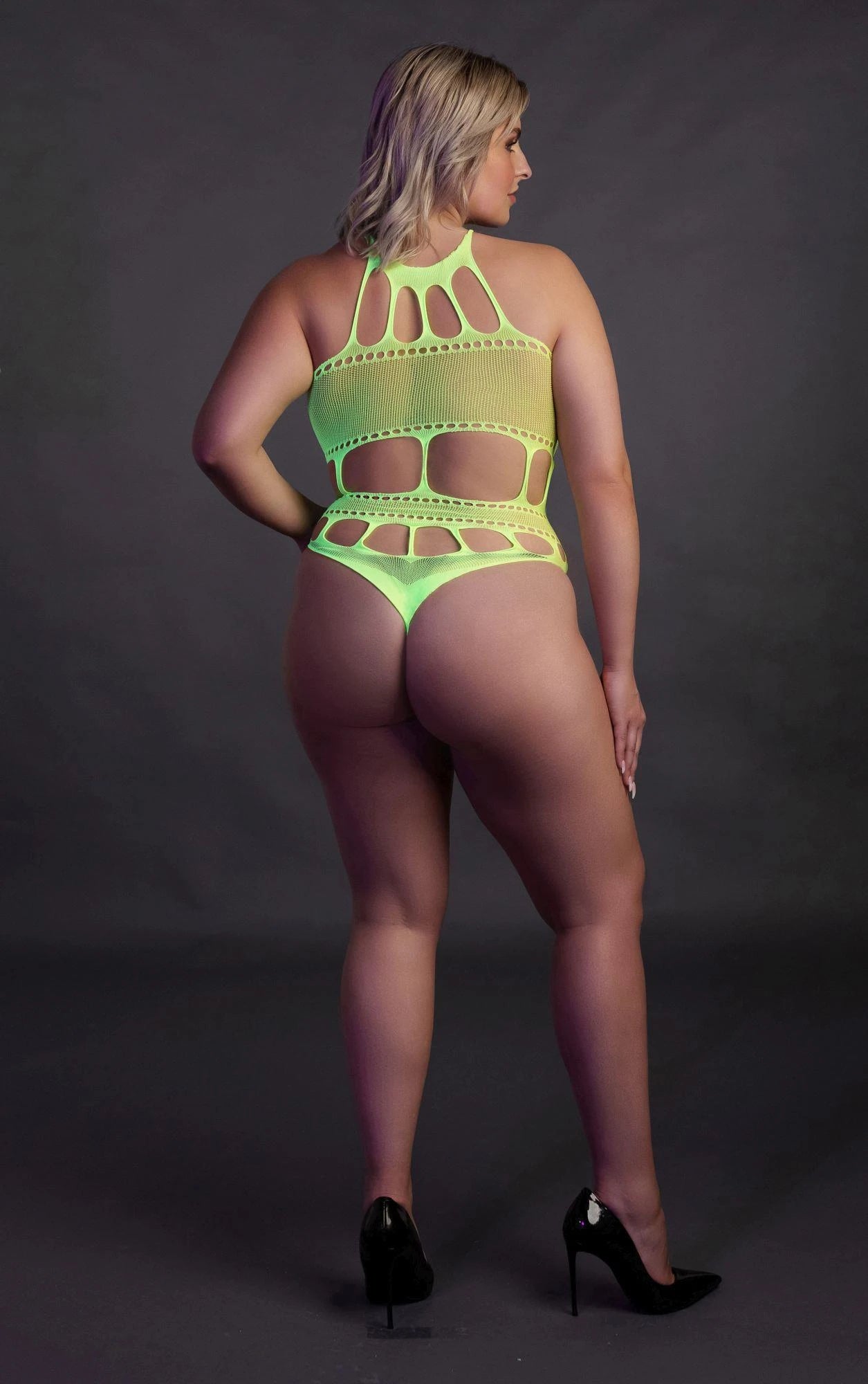 Body with Grecian Neckline - Plus Size - Neon Green
