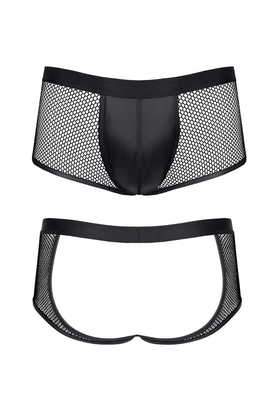 Shorts pour homme en wetlook et maille stretch avec dos ouvert XXL