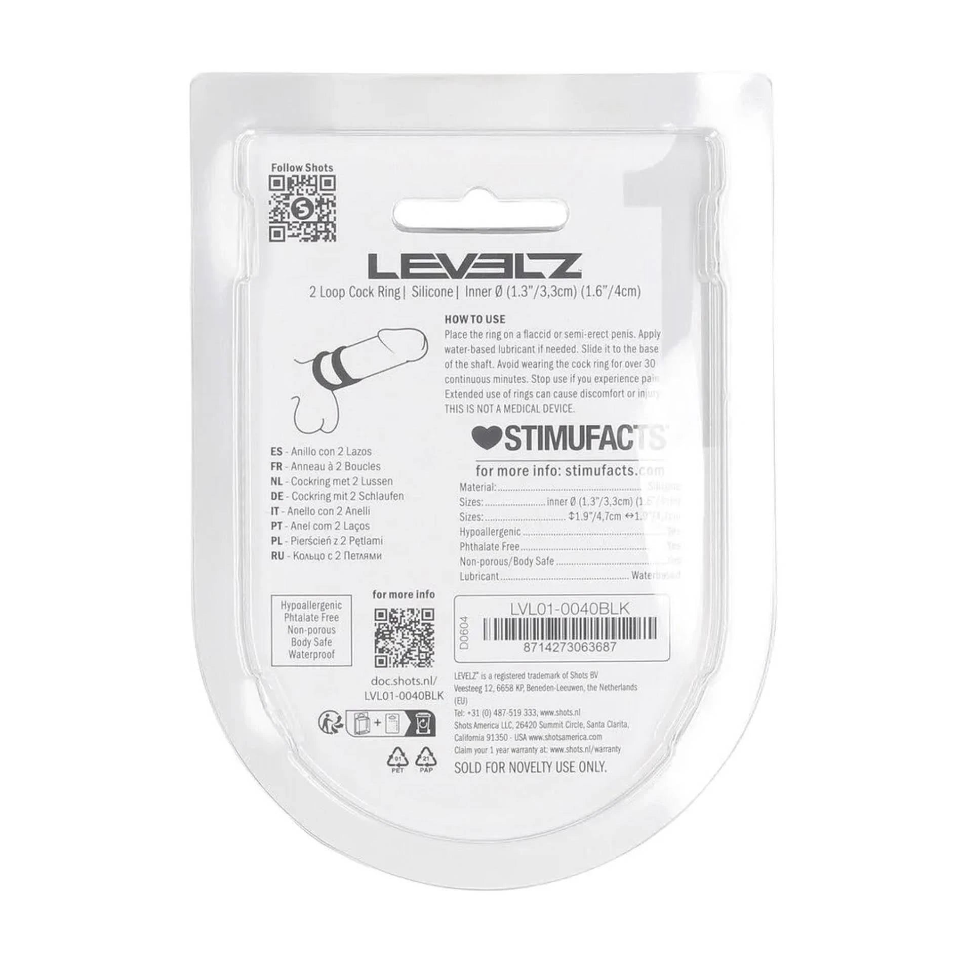 2 Loop Silicone Cockring - Black
