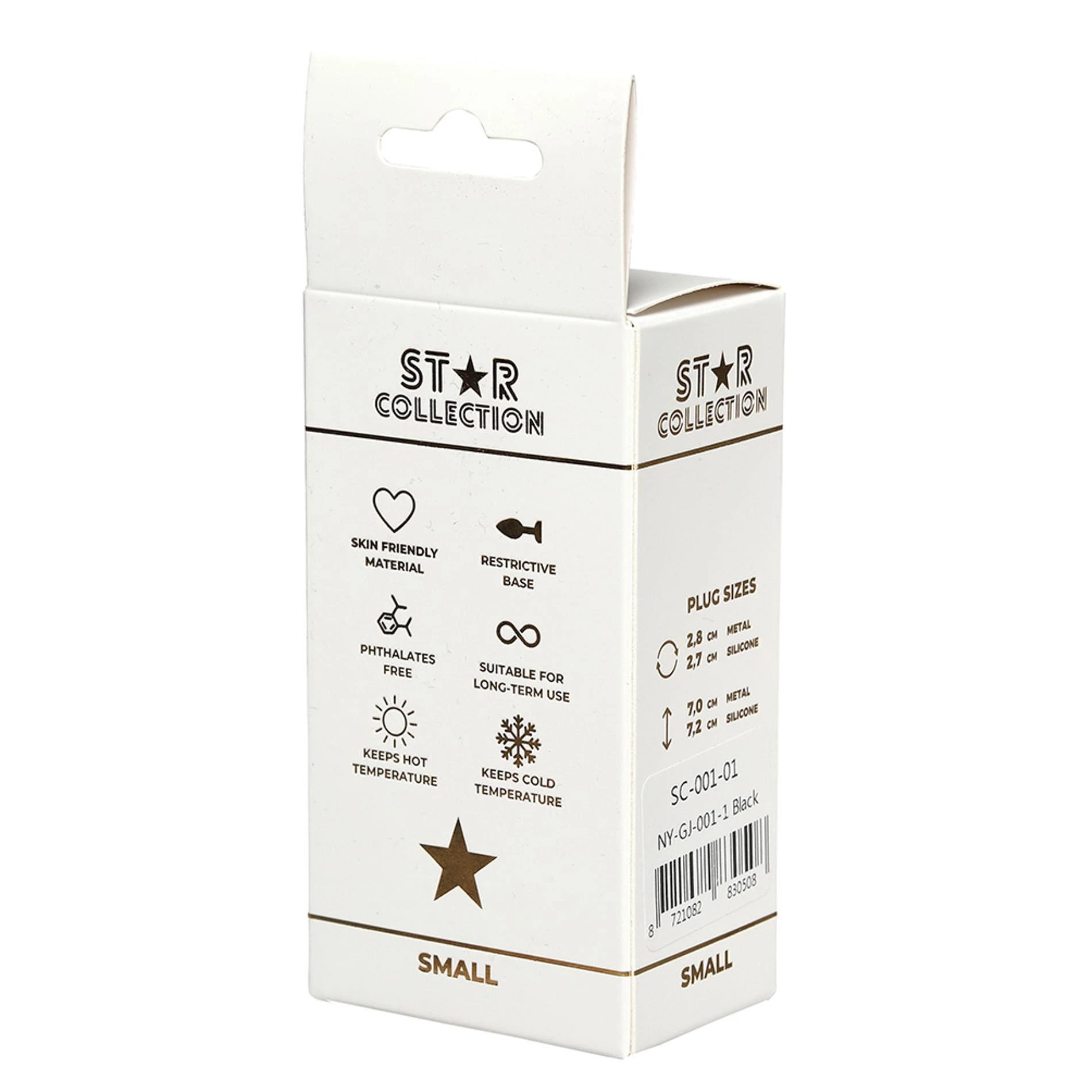 Star Collection - Black Silicone Anal Plug S - Clear Stone