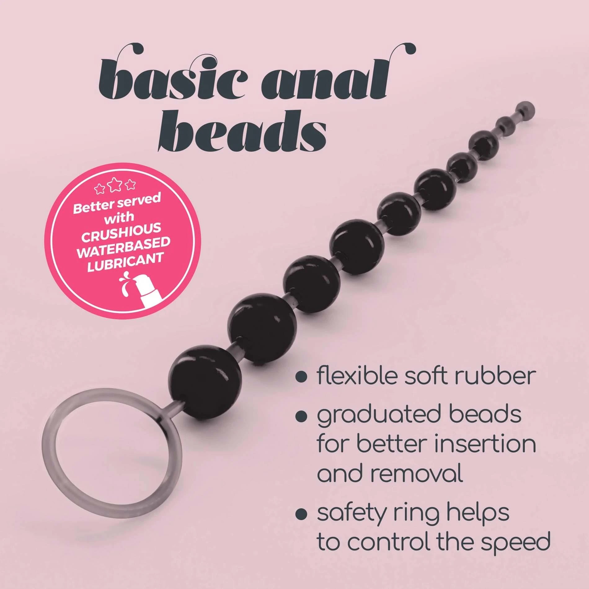Basic Anal Beads - 10 Bead Chain - Black