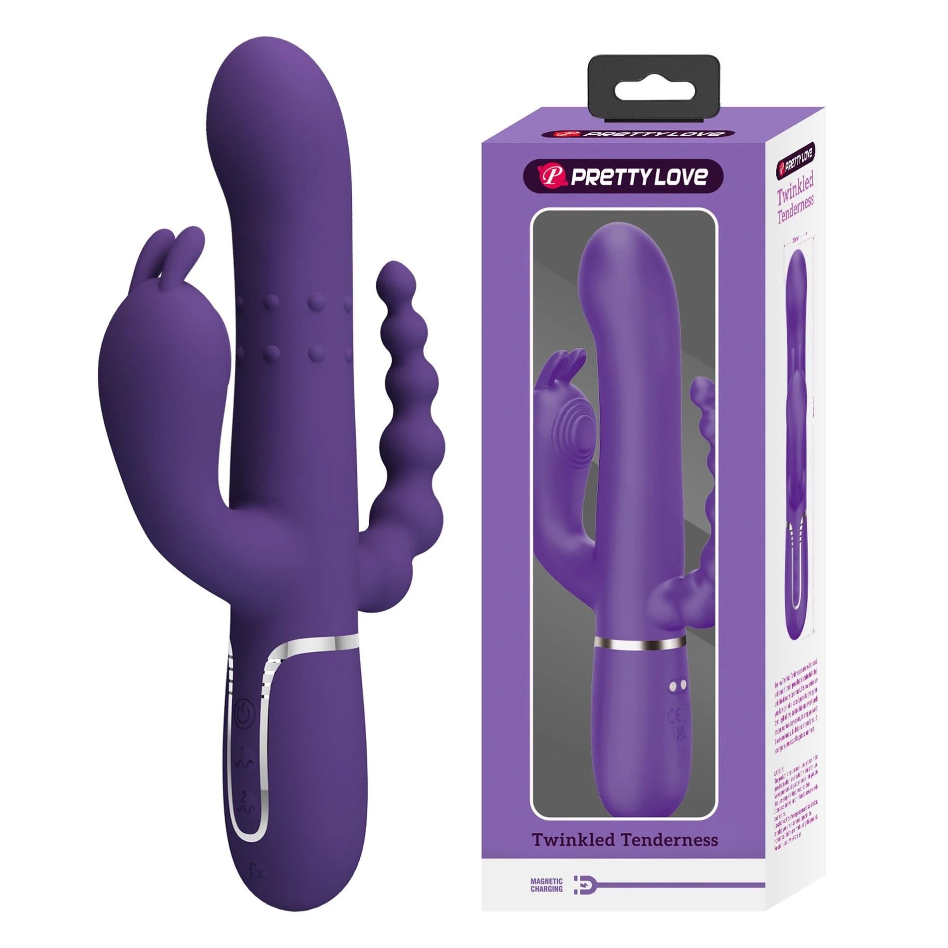 PRETTY LOVE - Cammy Violet Foncé, Douceur Scintillante, 7 fonctions de pulsation 7 fonctions de vibration 4 fonctions de roulement
