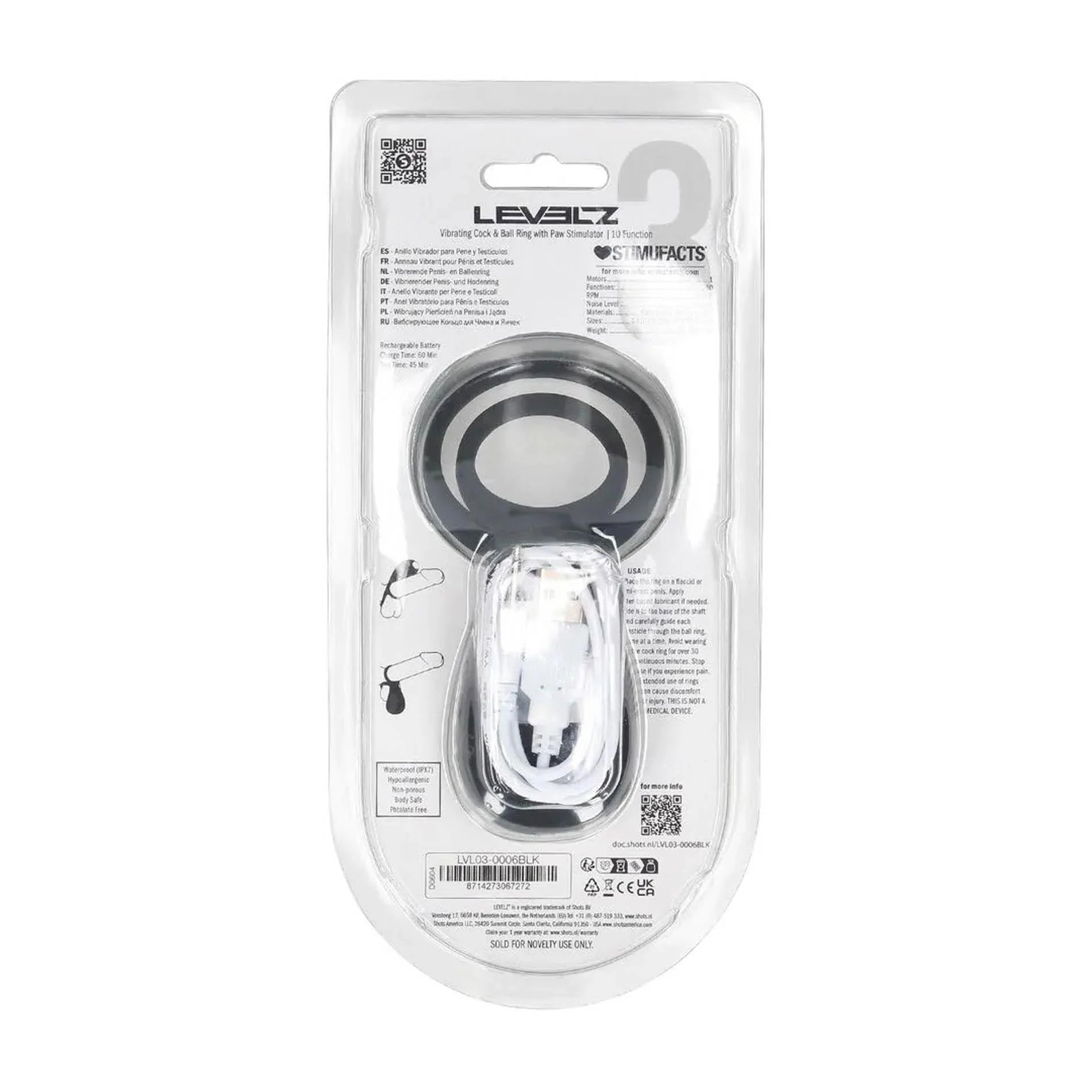 Anneau vibrant pour pénis et testicules avec stimulateur patte – Noir