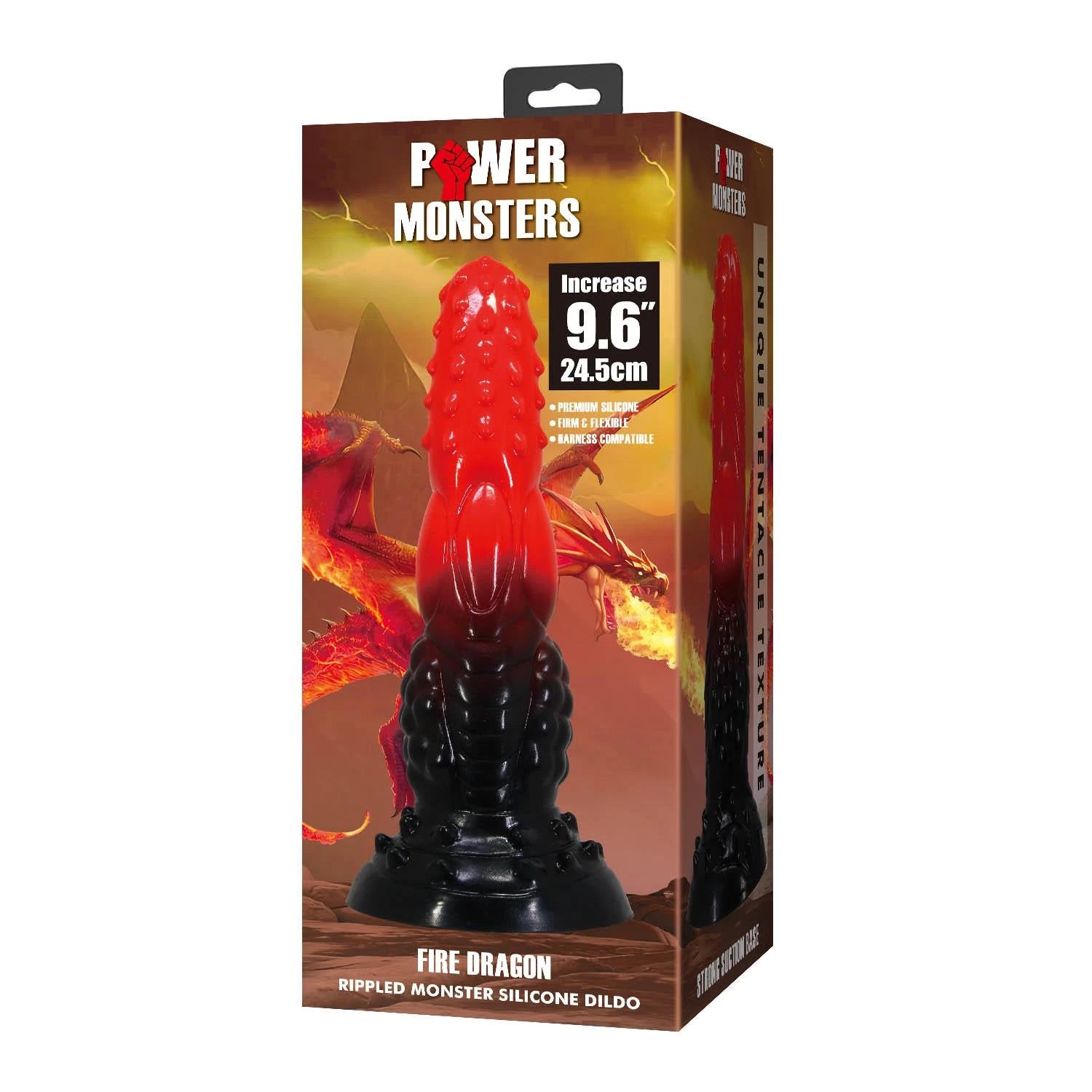 Power Monsters Fire Dragon – Godemichet en silicone Monstres ondulés 24,5 cm
