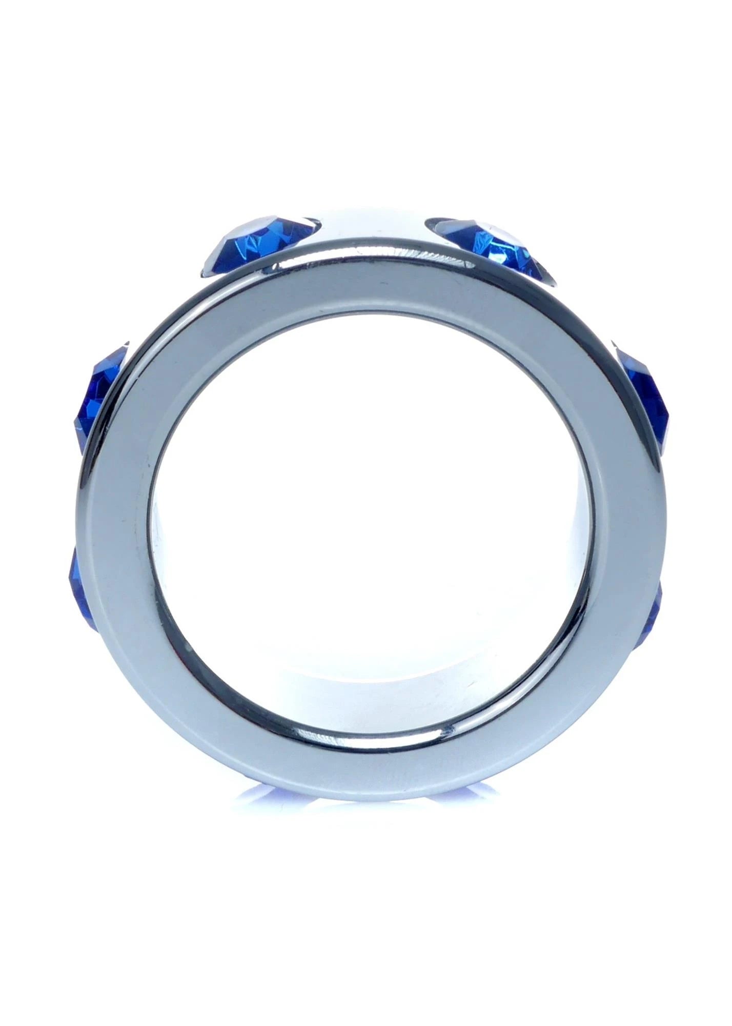 Bague-Anneau de coq en métal avec des diamants bleu foncé, petite