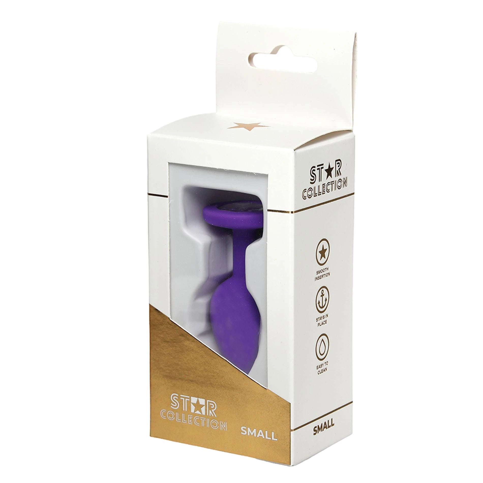 Star Collection - Plug Anal en Silicone Violet Taille S - Pierre Transparente