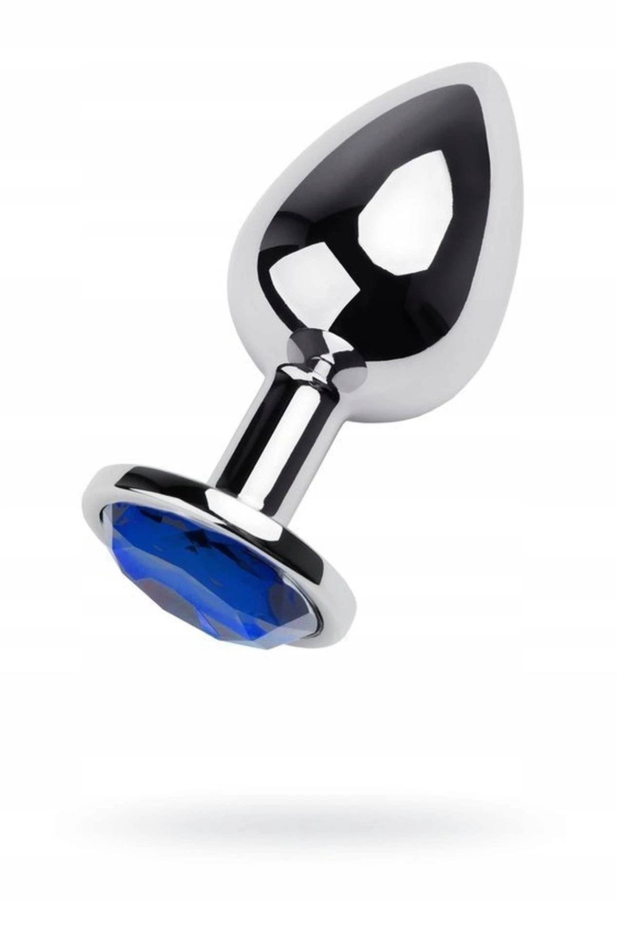 Plug anal en argent TOYFA en métal avec gemme bleue de forme ronde