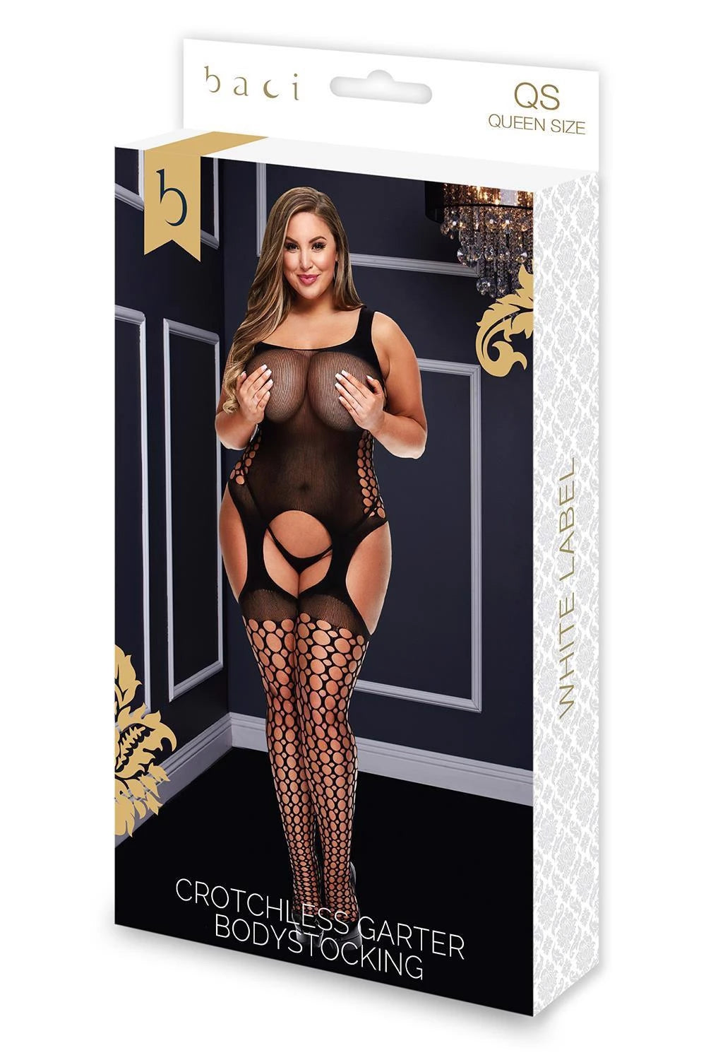 CROTCHLESS GARTER BODYSTOCKING, XL
