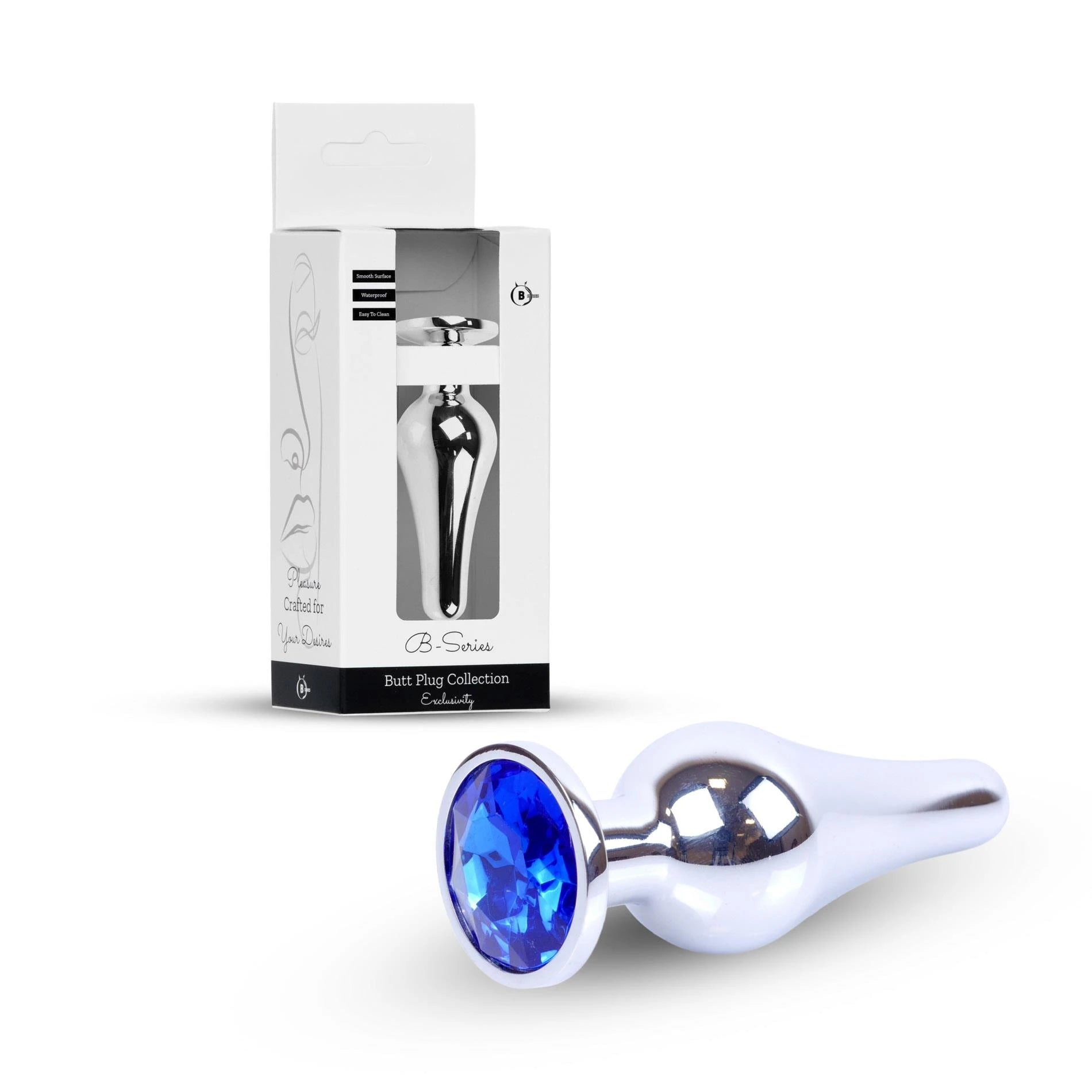 Plug-Jewellery Silver BUTT PLUG- Dark Blue