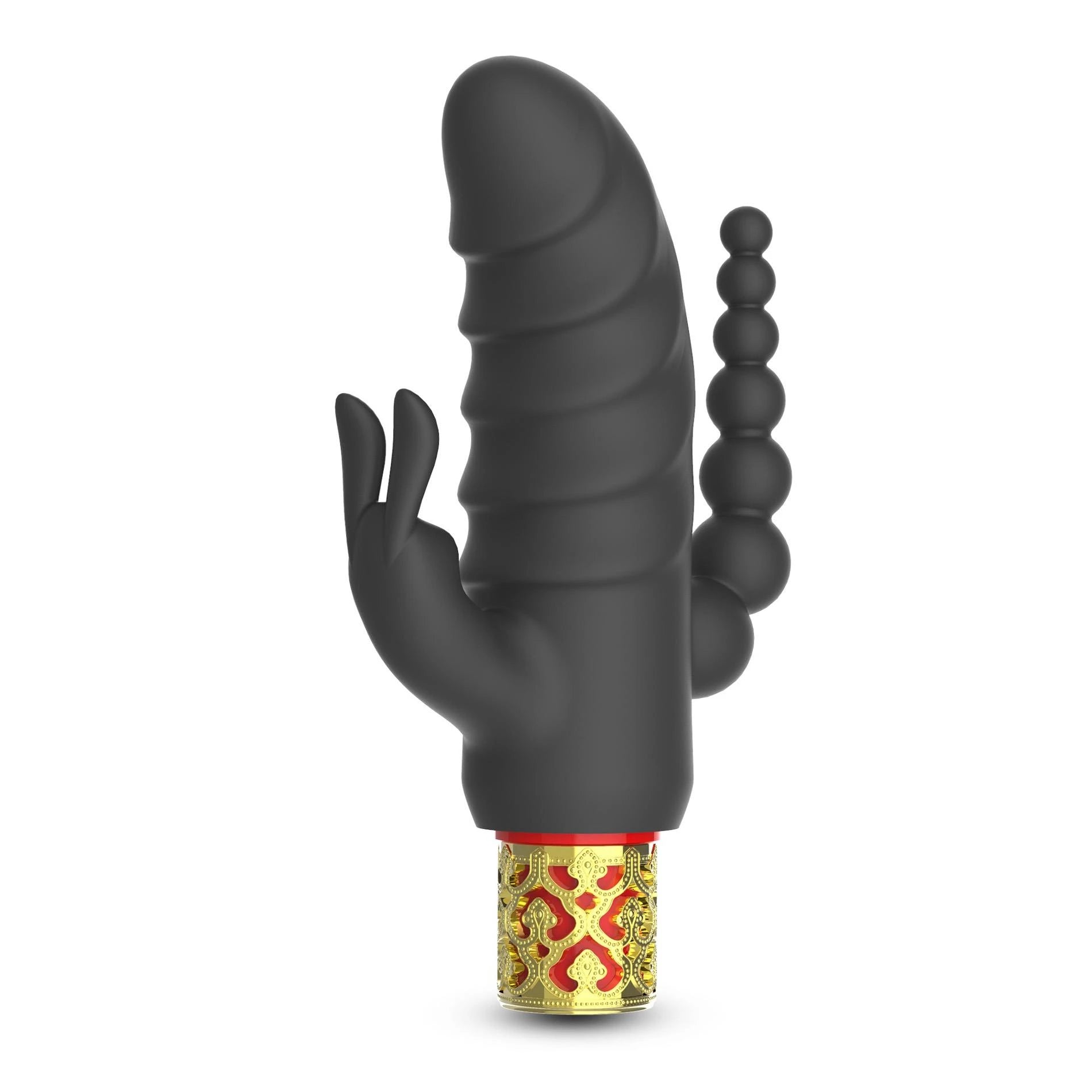 Romanov - Classic Vibrator with Removable Silicone Sleeve - Black/Golden