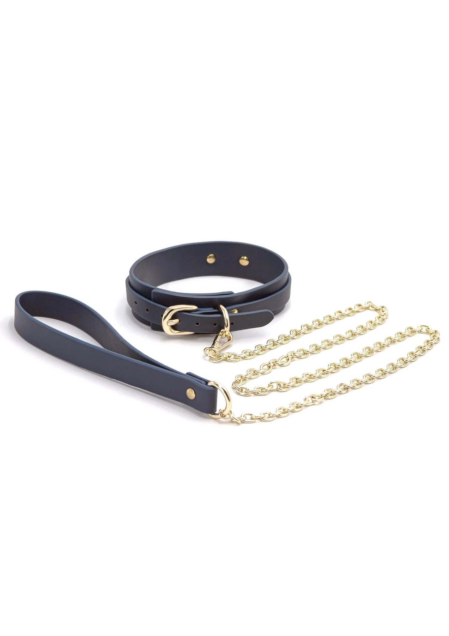 COLLIER ET LAISSE BONDAGE COUTURE BLEU