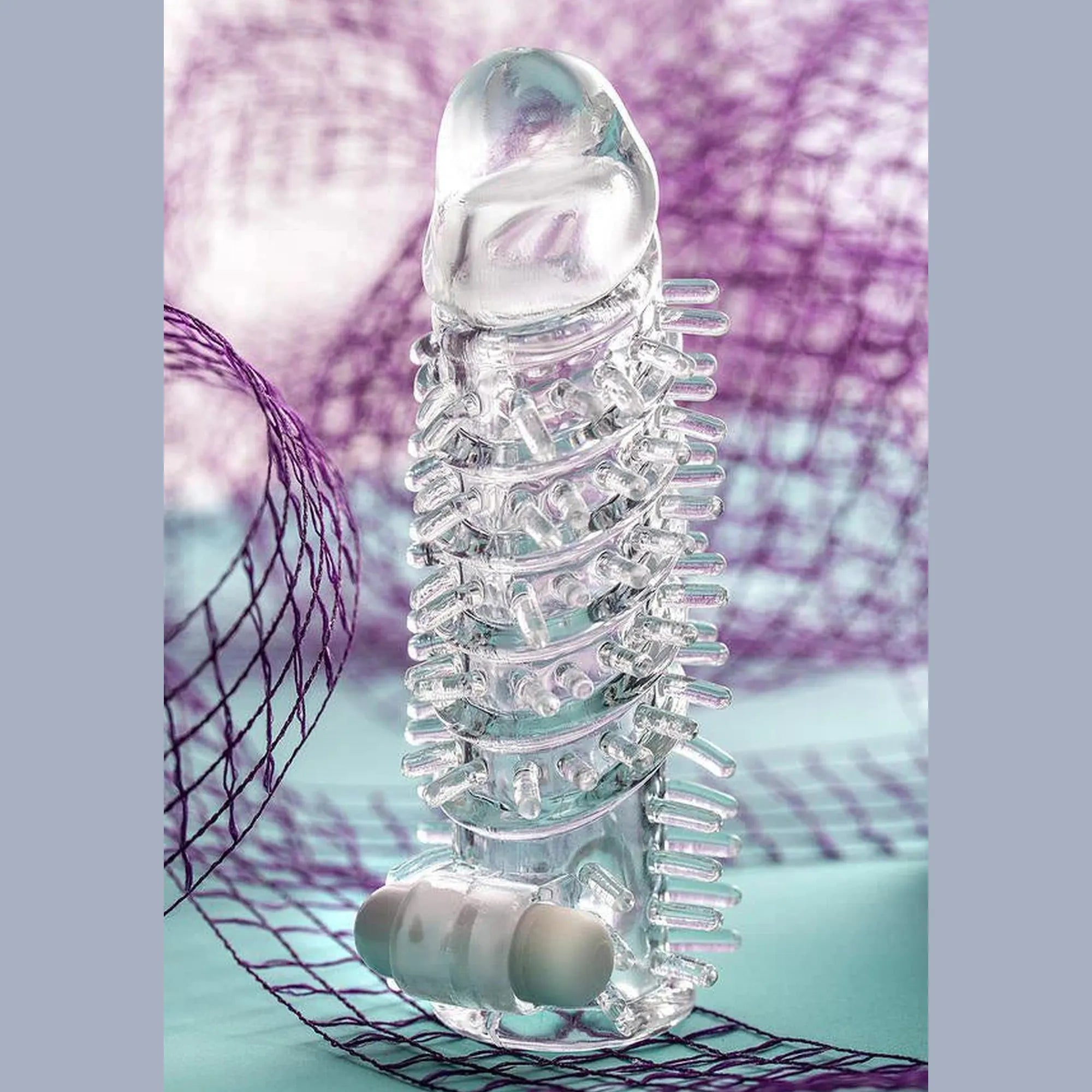 Sleeve TOYFA A-Toys Fril, with vibro bullet, TPR, transparent, 13,4 cm