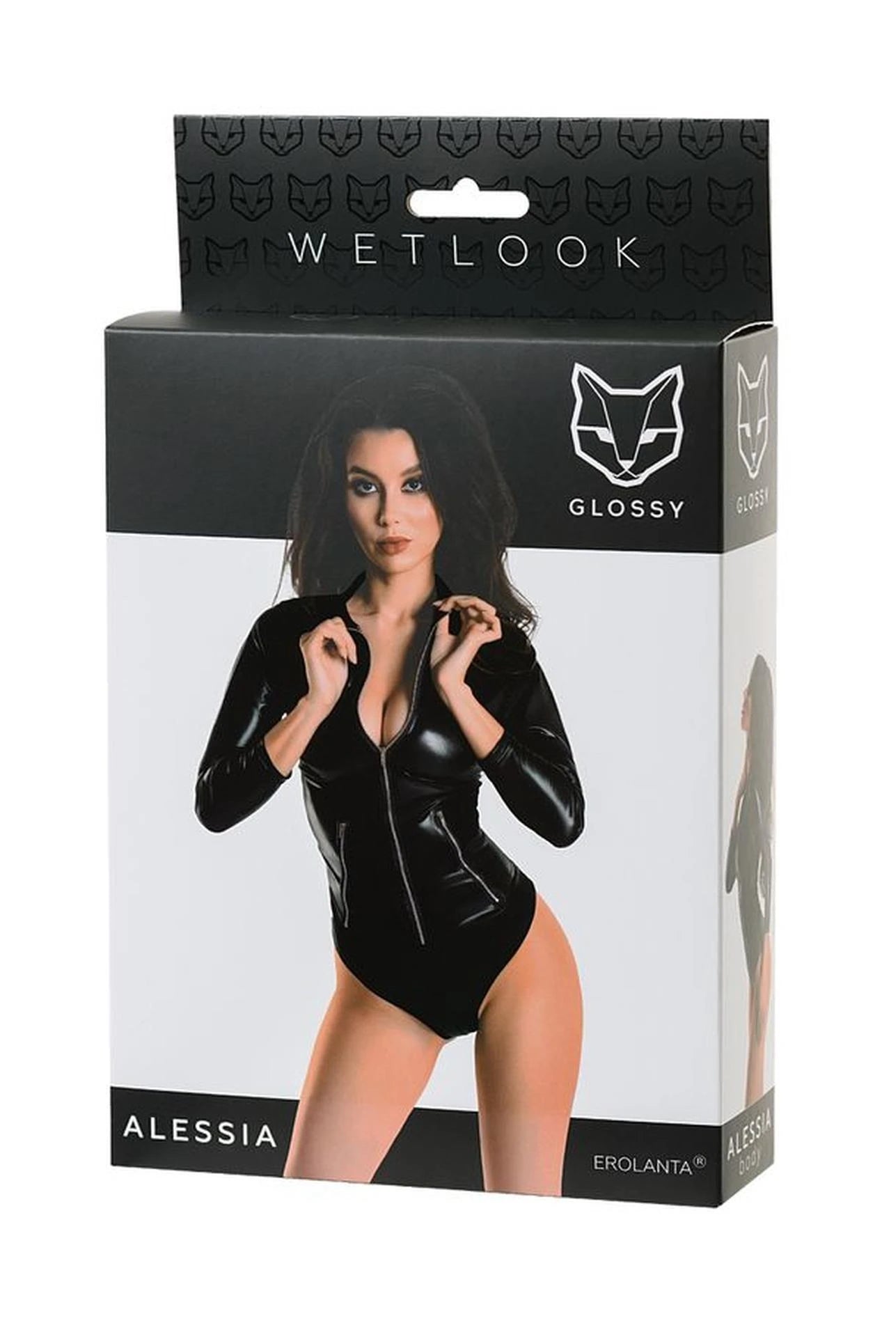 Wetlook bodycon dress ALESSIA - black L