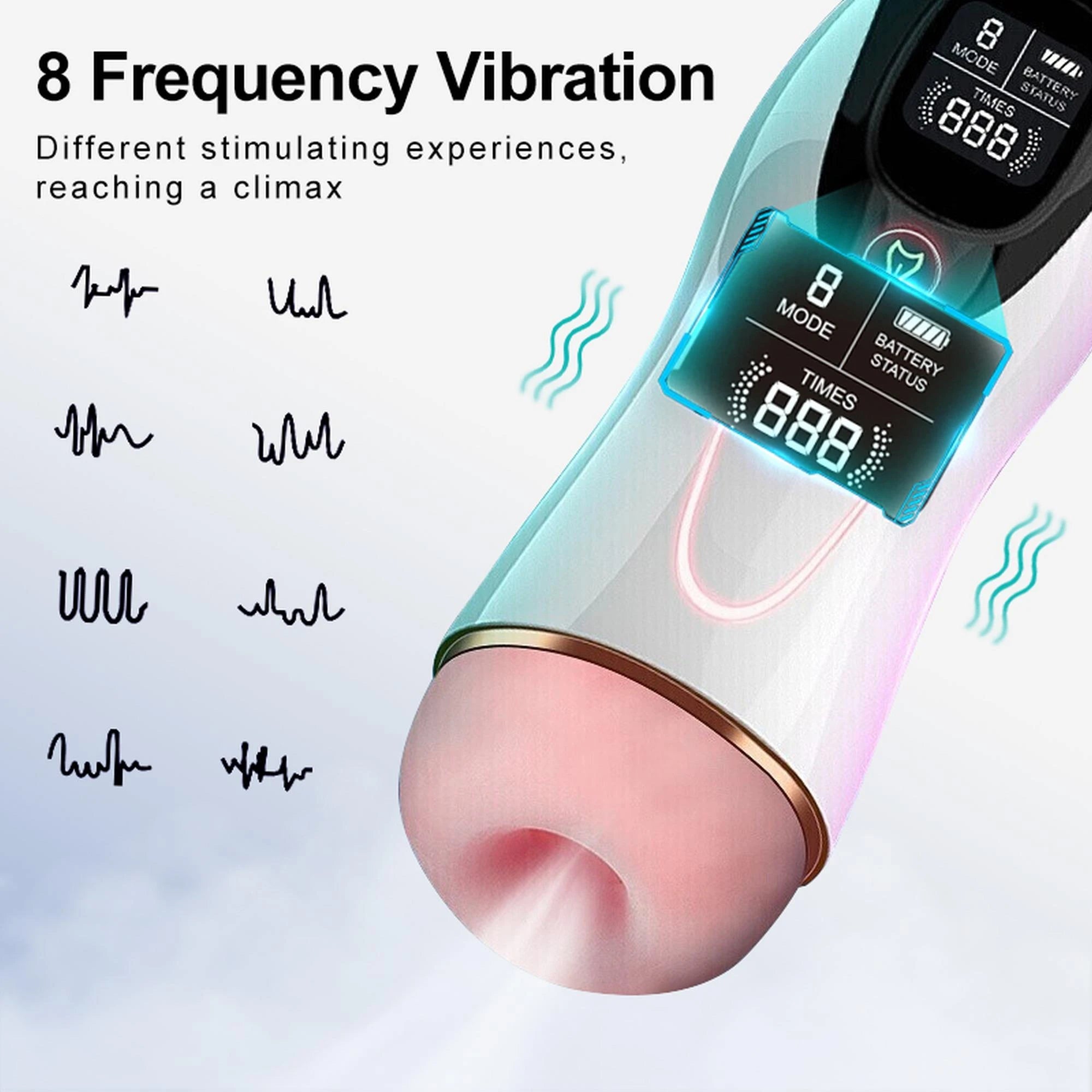 Masturbateur vibrant 8 modes de vibration + fonction interactive