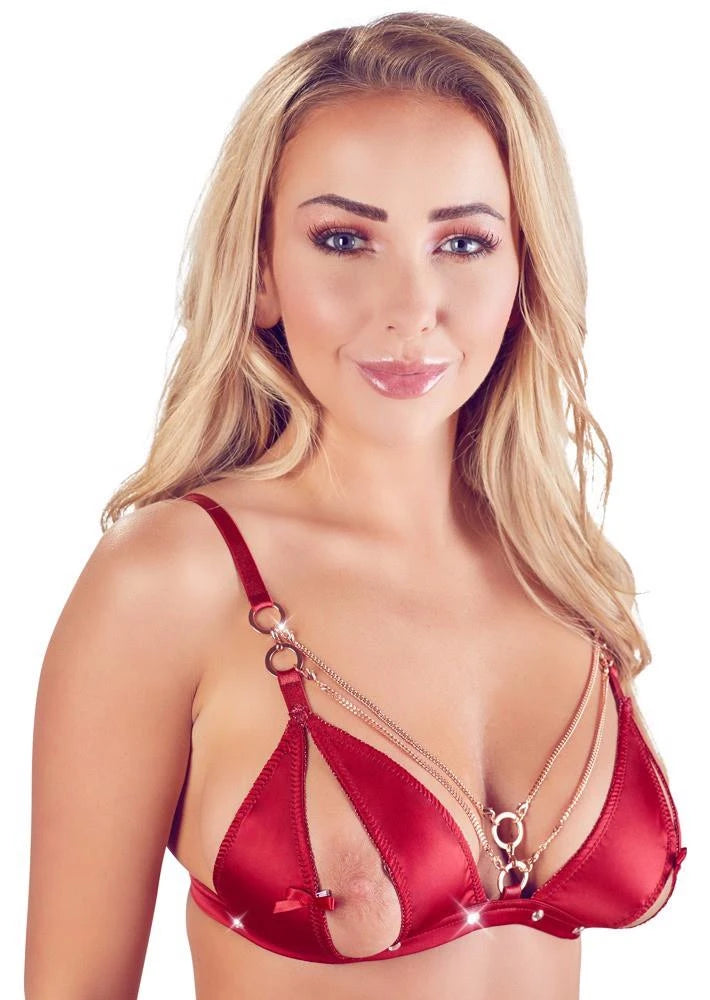 Ensemble soutien-gorge et porte-jarretelles Rouge M