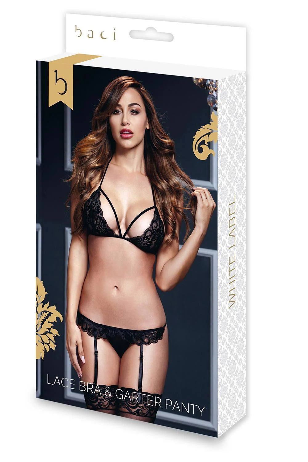 SOUTIEN-GORGE EN DENTELLE PORTE-JARRETELLES CULOTTE OUVERTE 2P NOIR