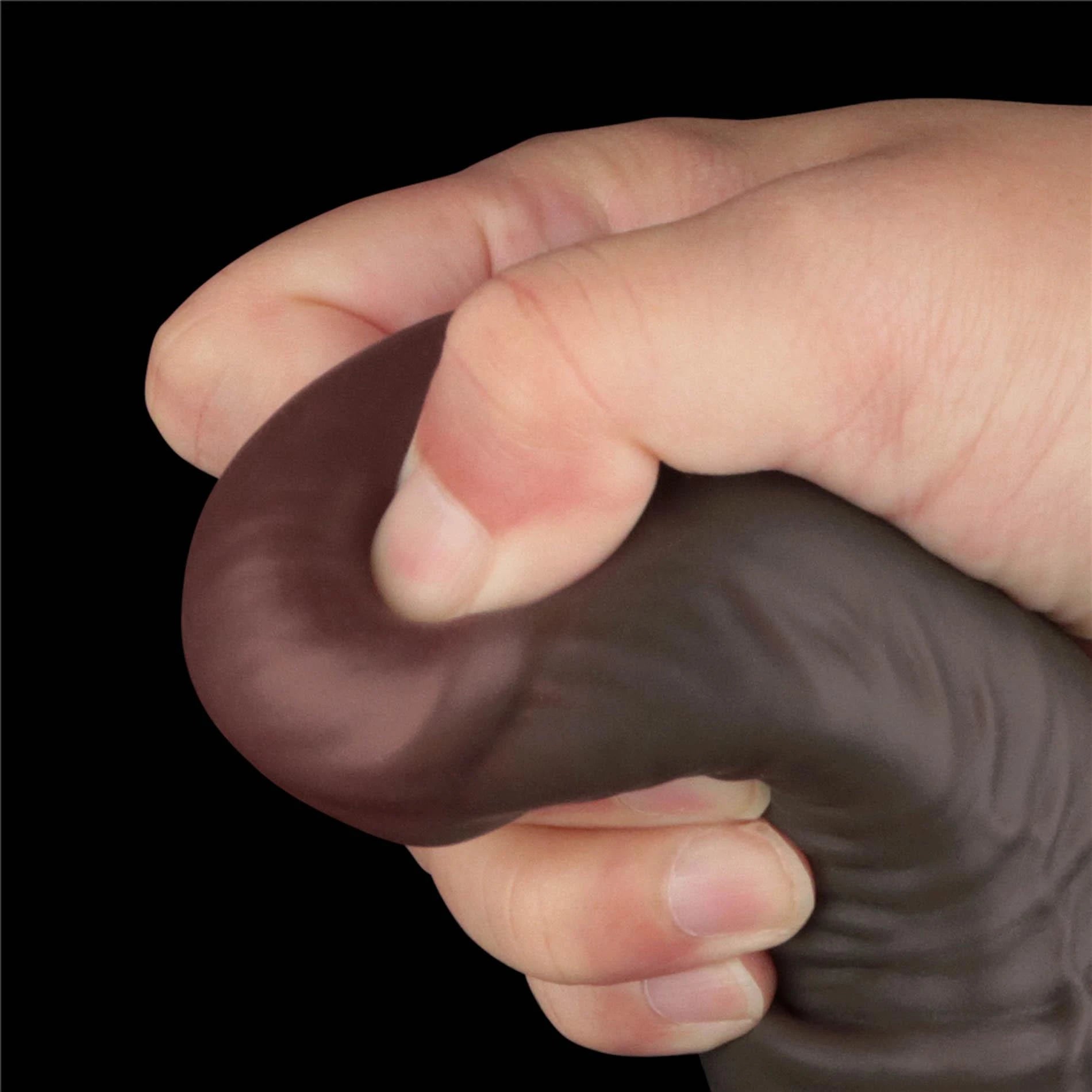 Pénis en silicone pliable double couche de 16'' XXL (noir)