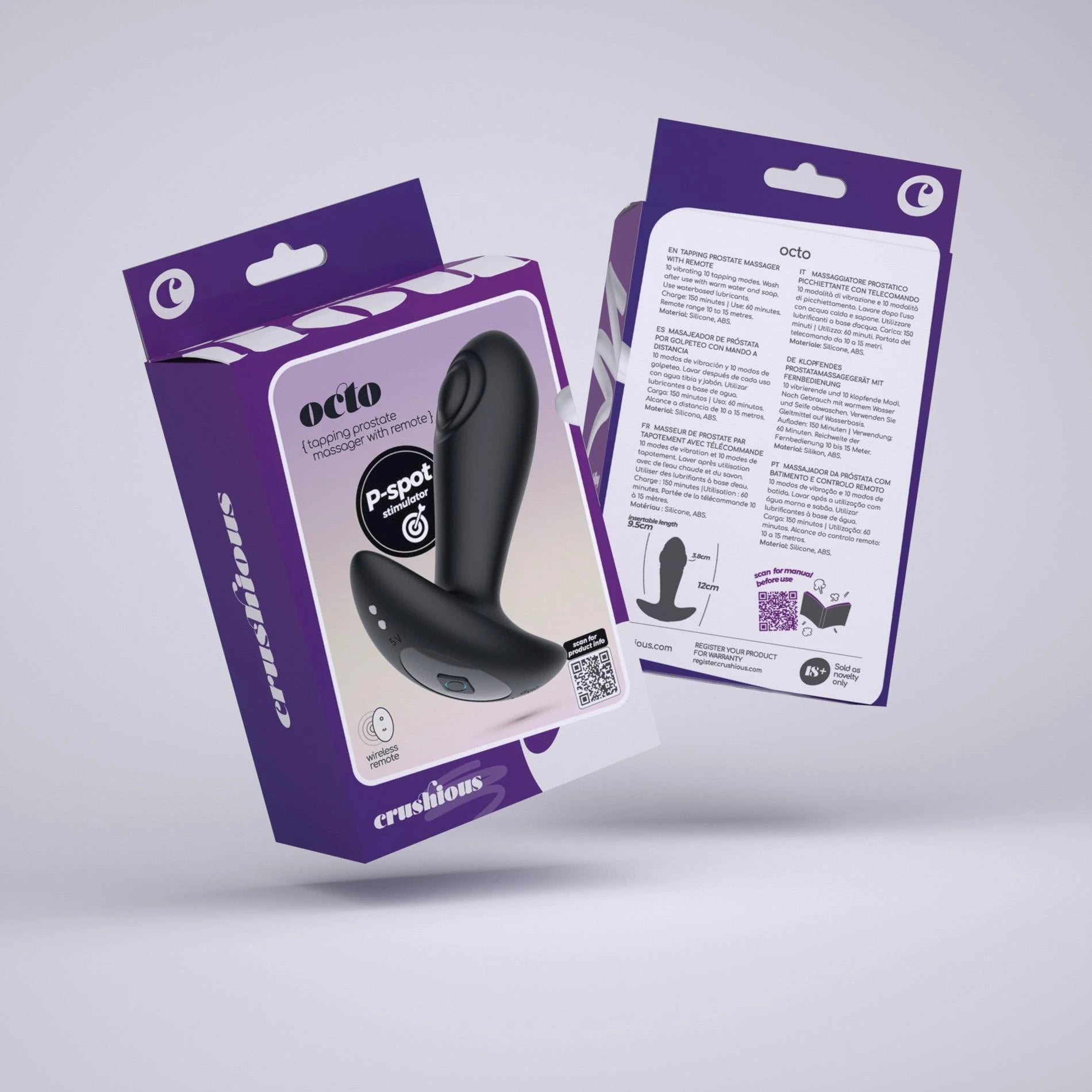 Octo - Tapping Anal Plug with Remote Control - Black