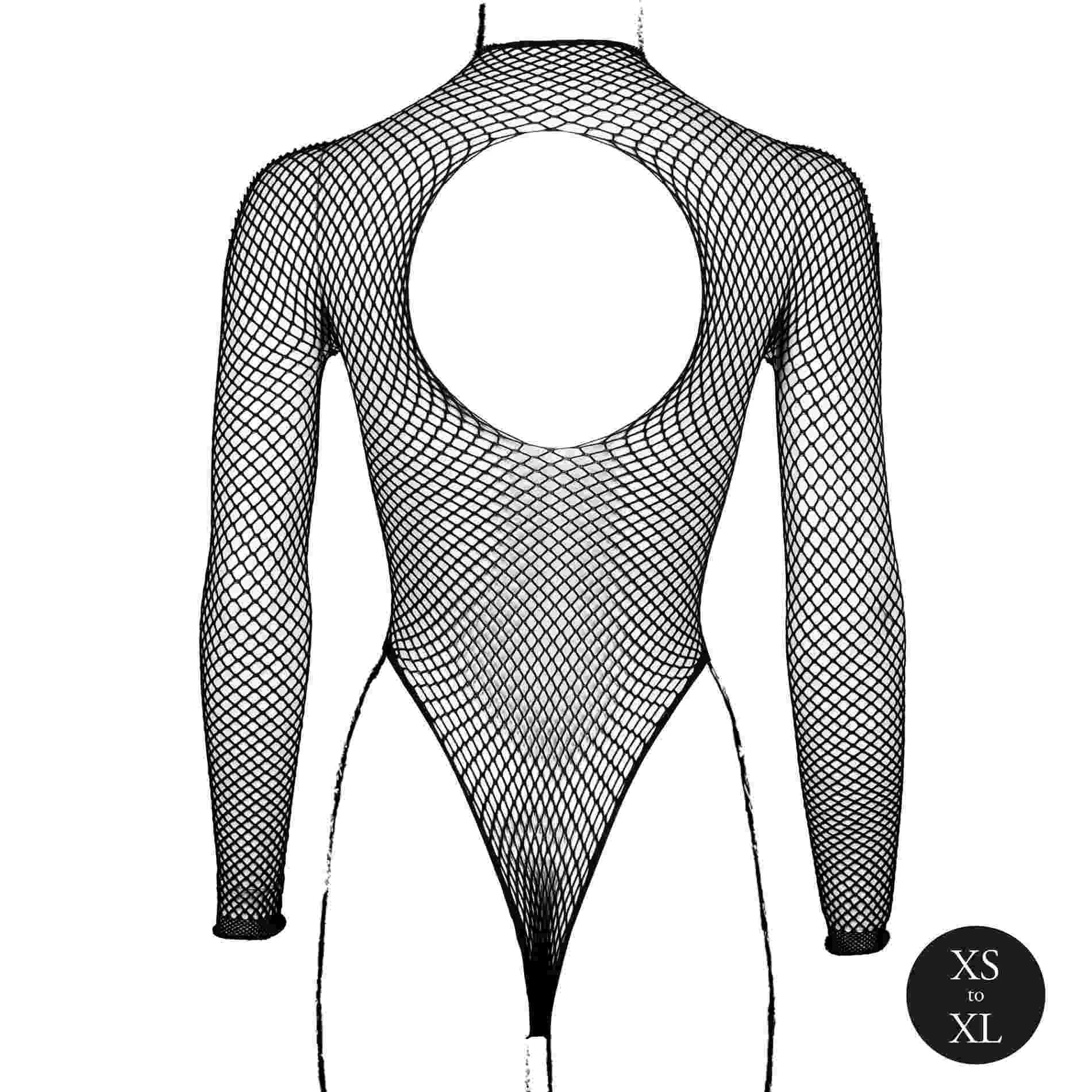 Body avec structure en résille et col roulé.