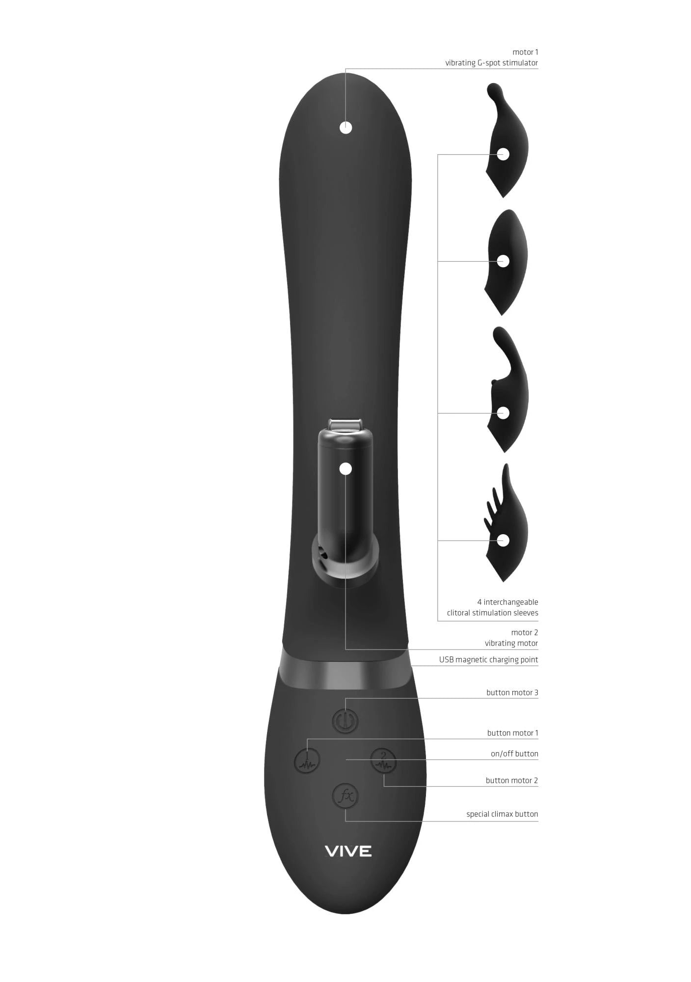 Chou - G-Spot Rabbit  Clitoral Stimulator - Black