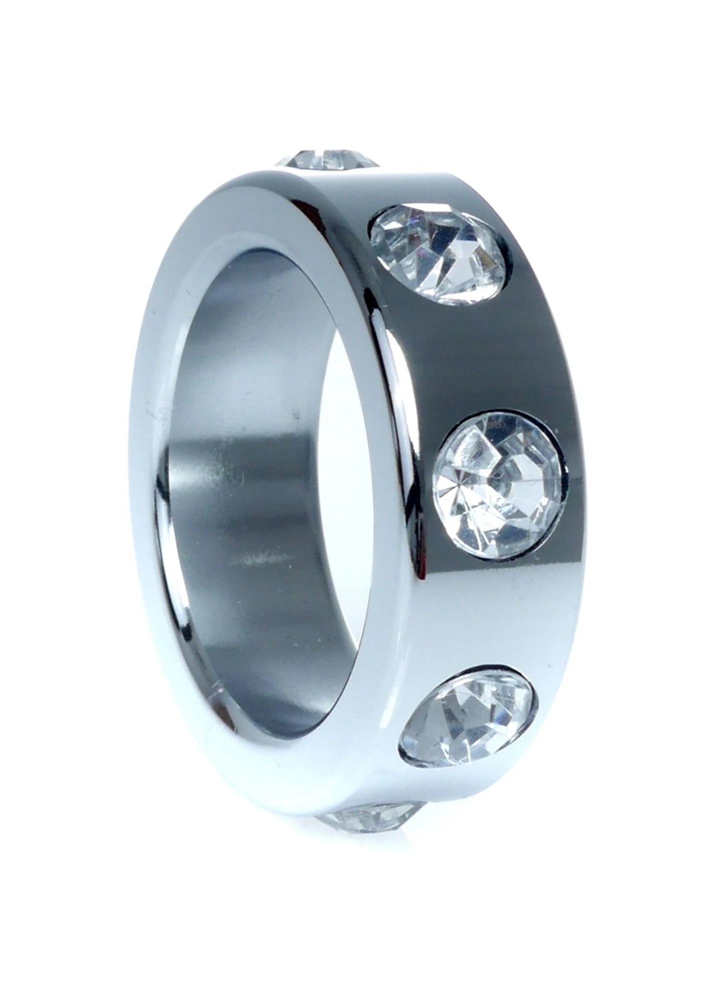 Anneau pénien en métal avec diamants de cristal - Petit